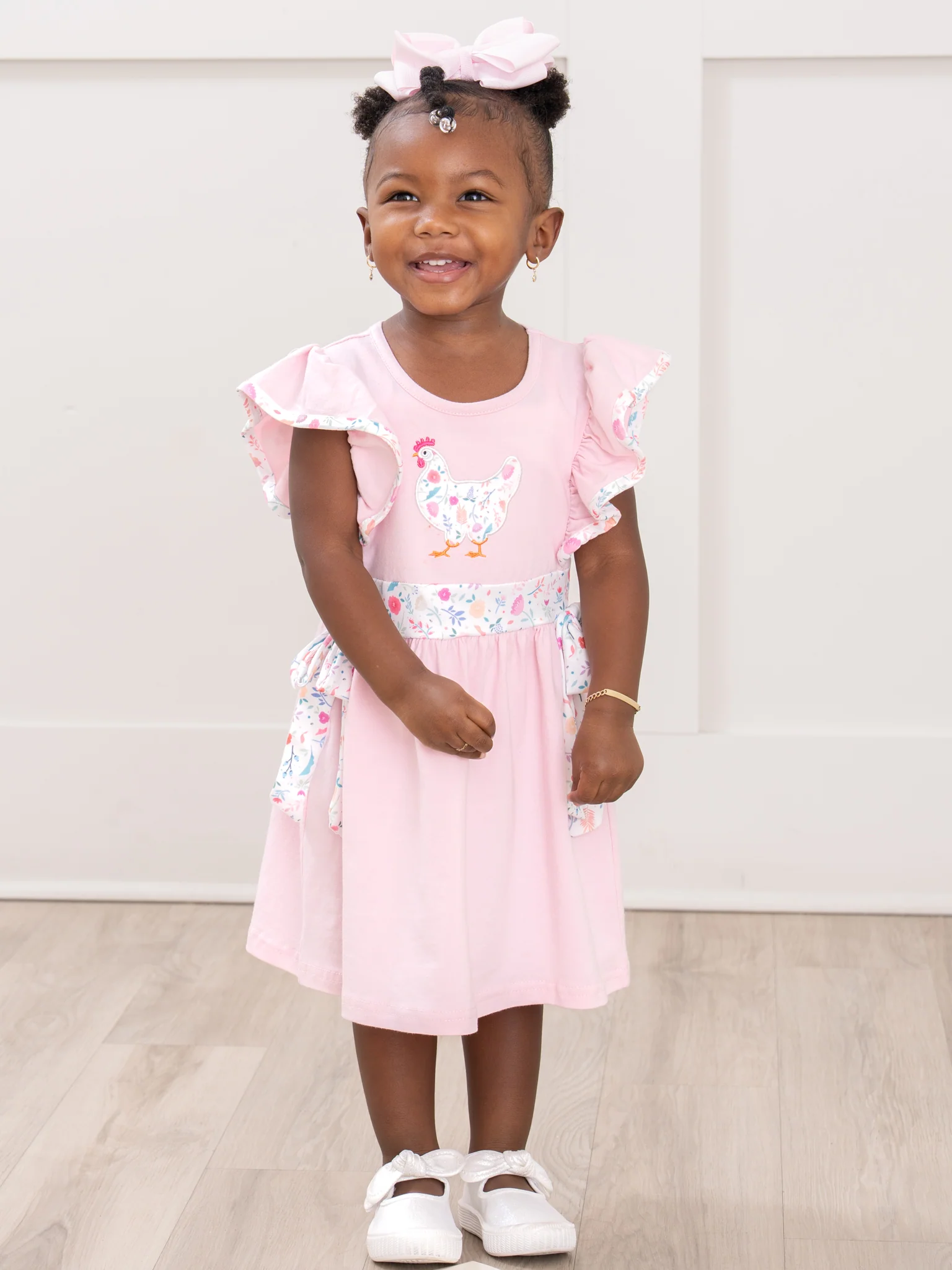 Country Chicken Blossoms Embroidered Ruffle Dress - Image 4