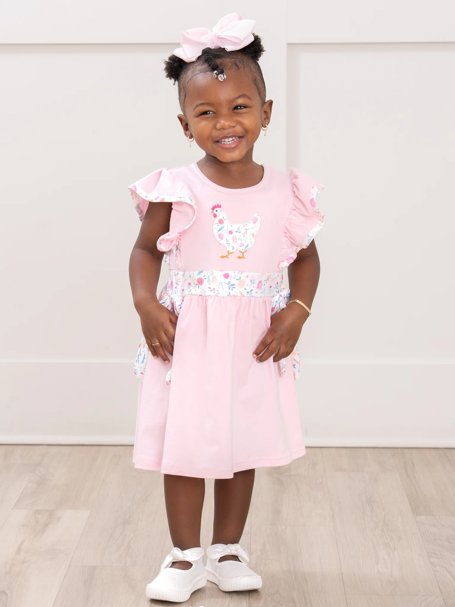 Country Chicken Blossoms Embroidered Ruffle Dress - Image 5