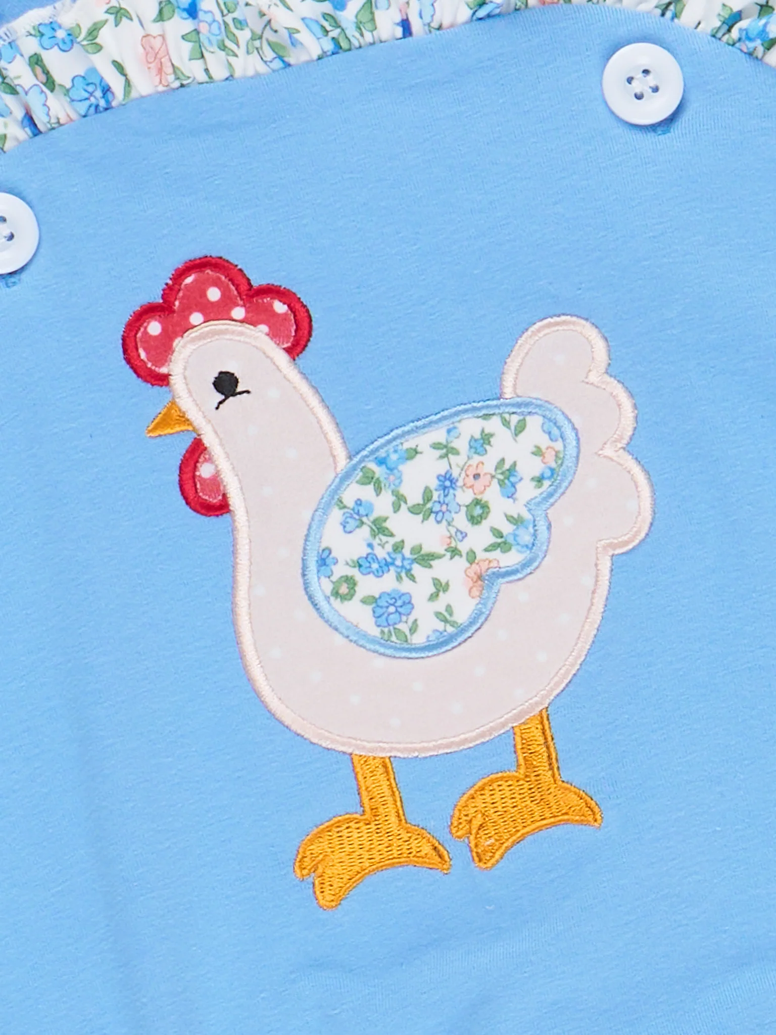 Country Chicken Floral Ruffle Bubble Romper - Image 3