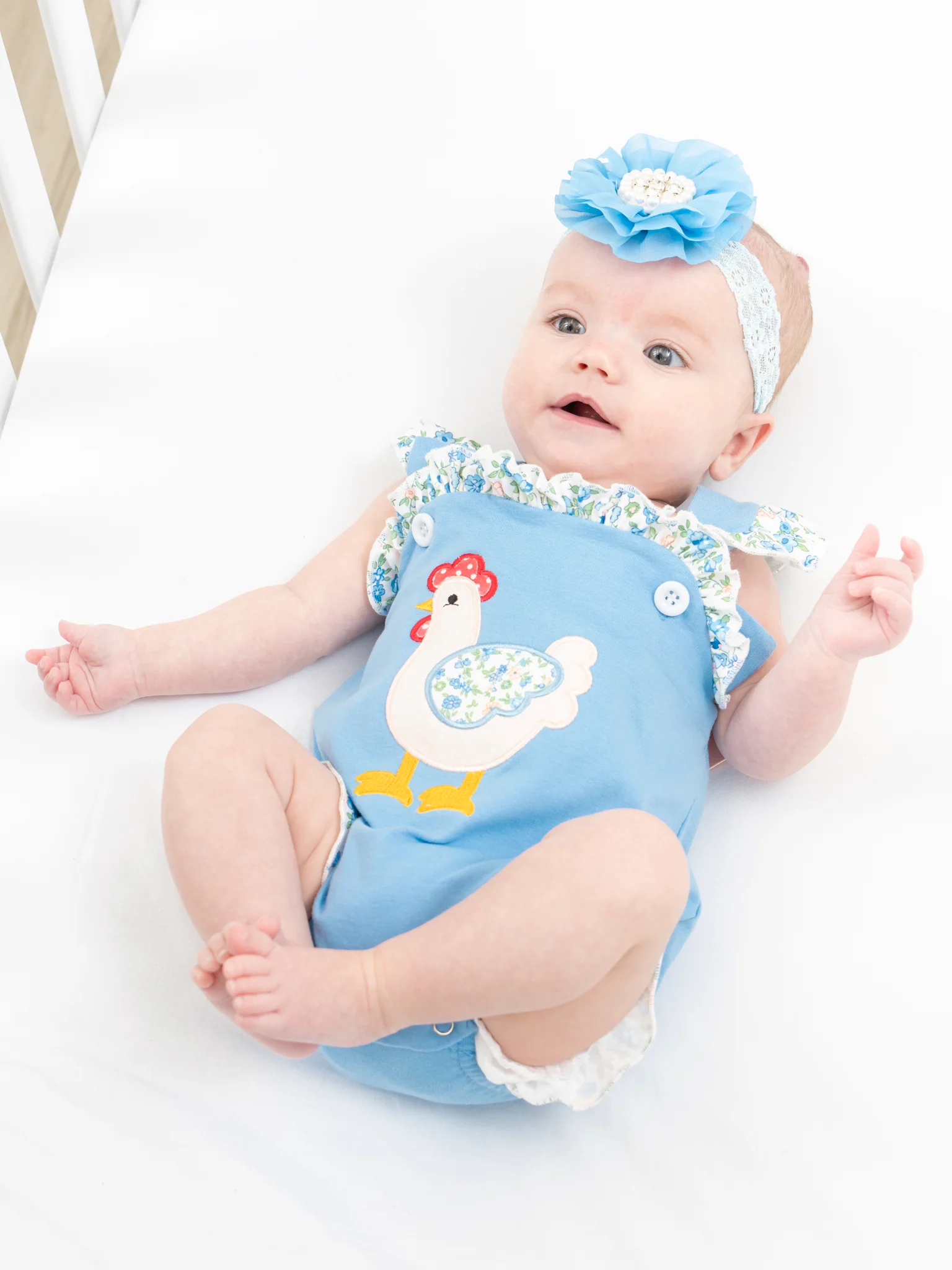 Country Chicken Floral Ruffle Bubble Romper - Image 5