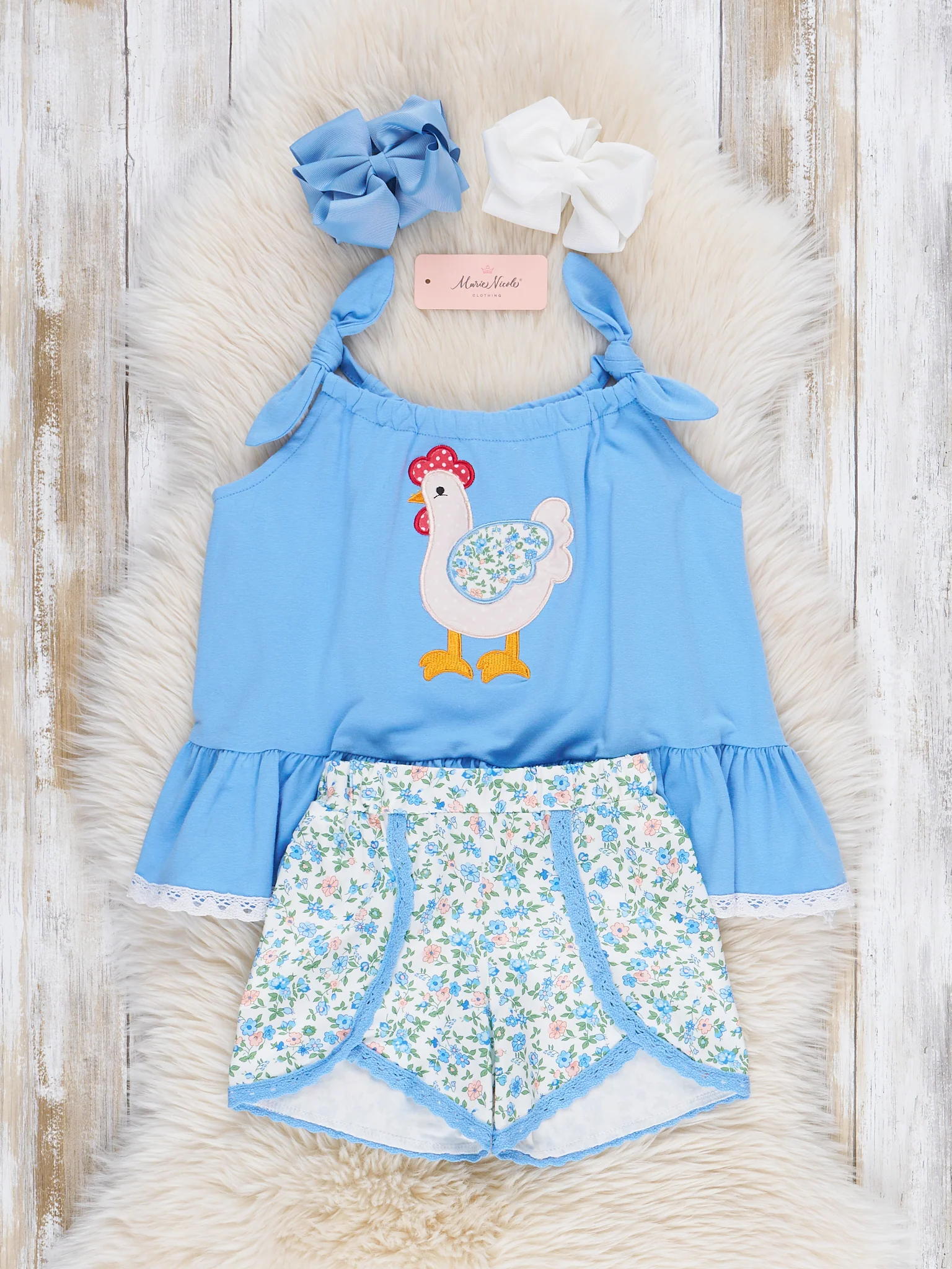 Country Chicken Floral Ruffle Outfit - Image 3