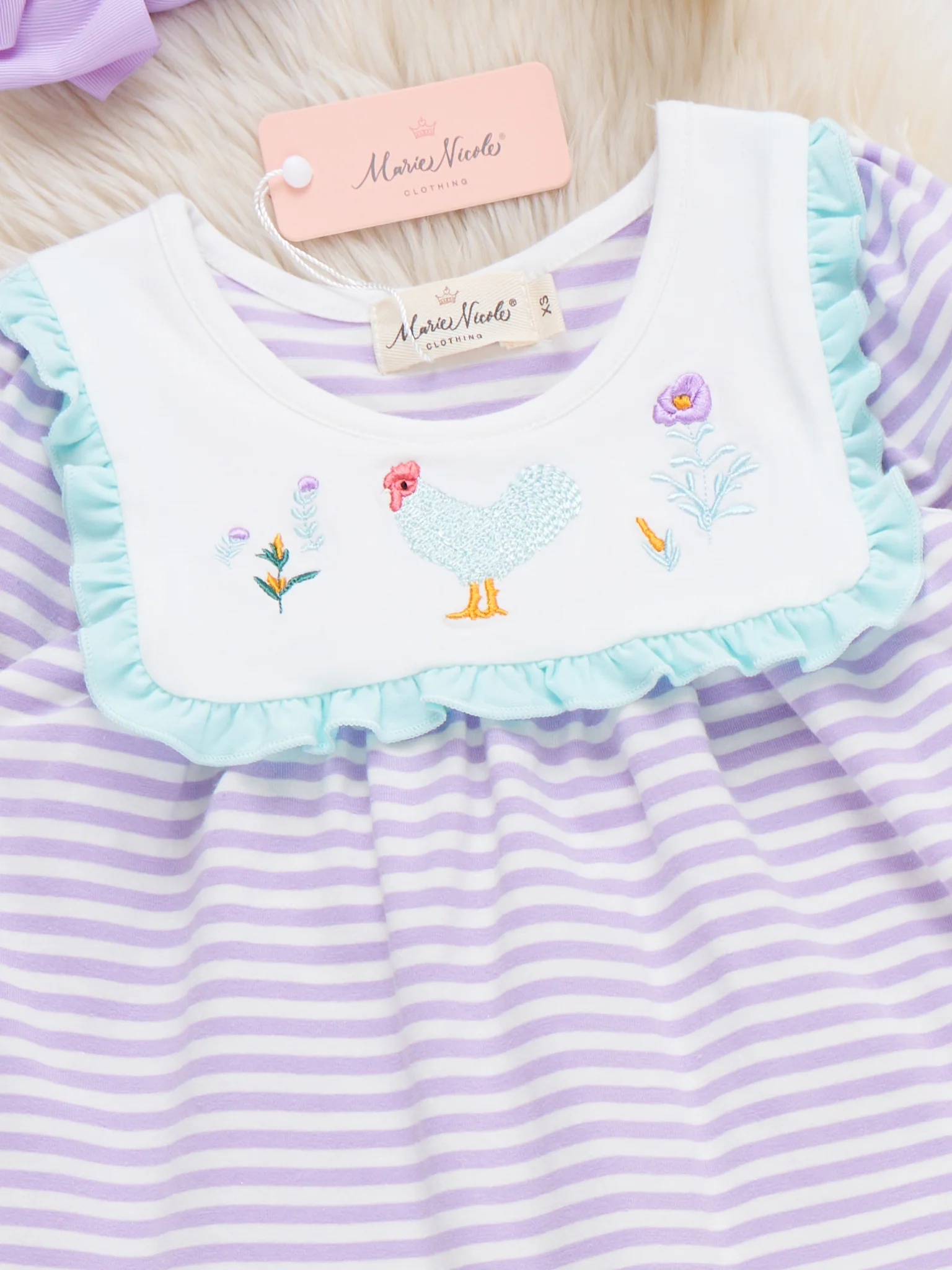 Country Chicken Striped Embroidered Outfit - Image 2