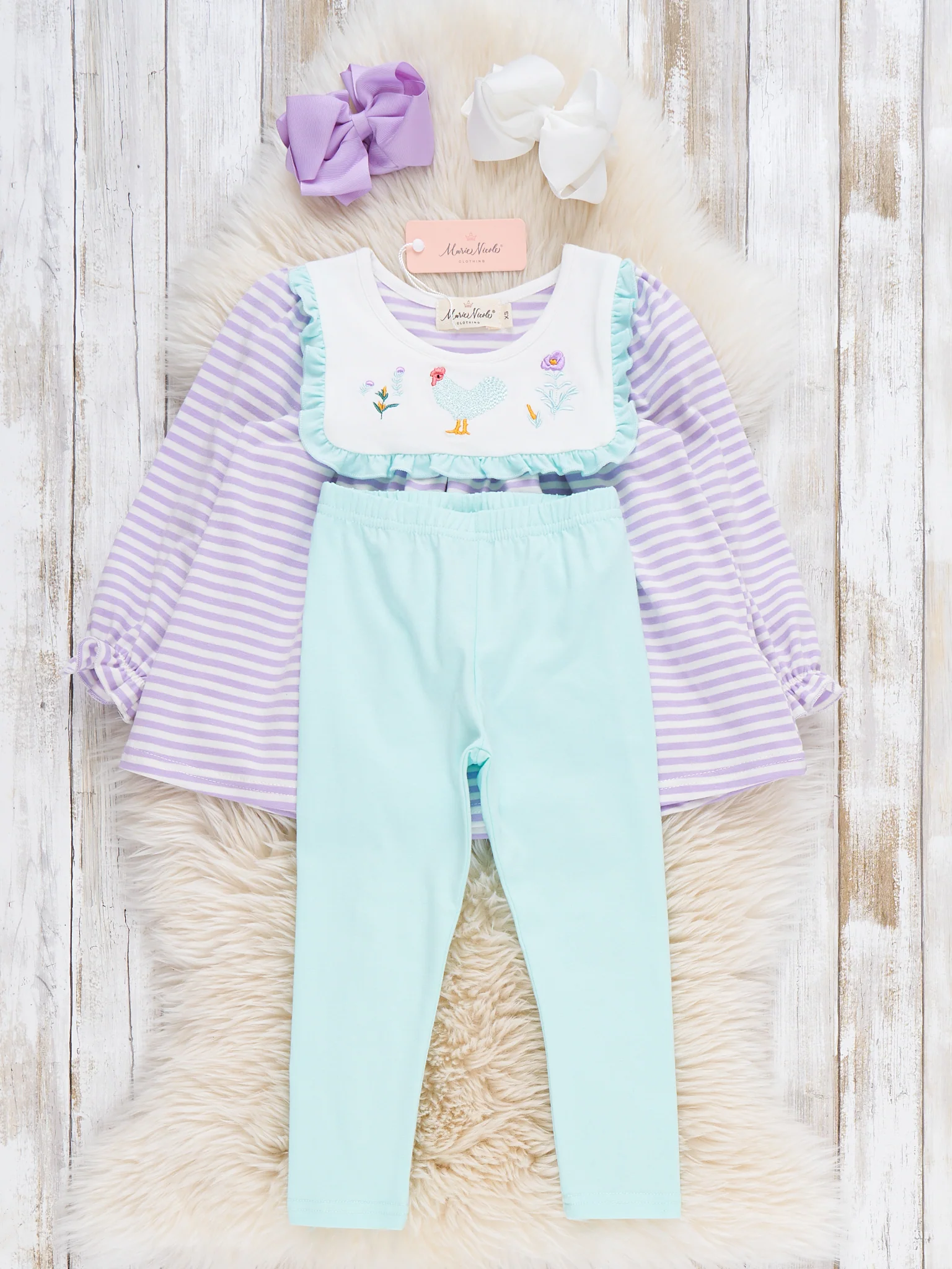 Country Chicken Striped Embroidered Outfit - Image 3