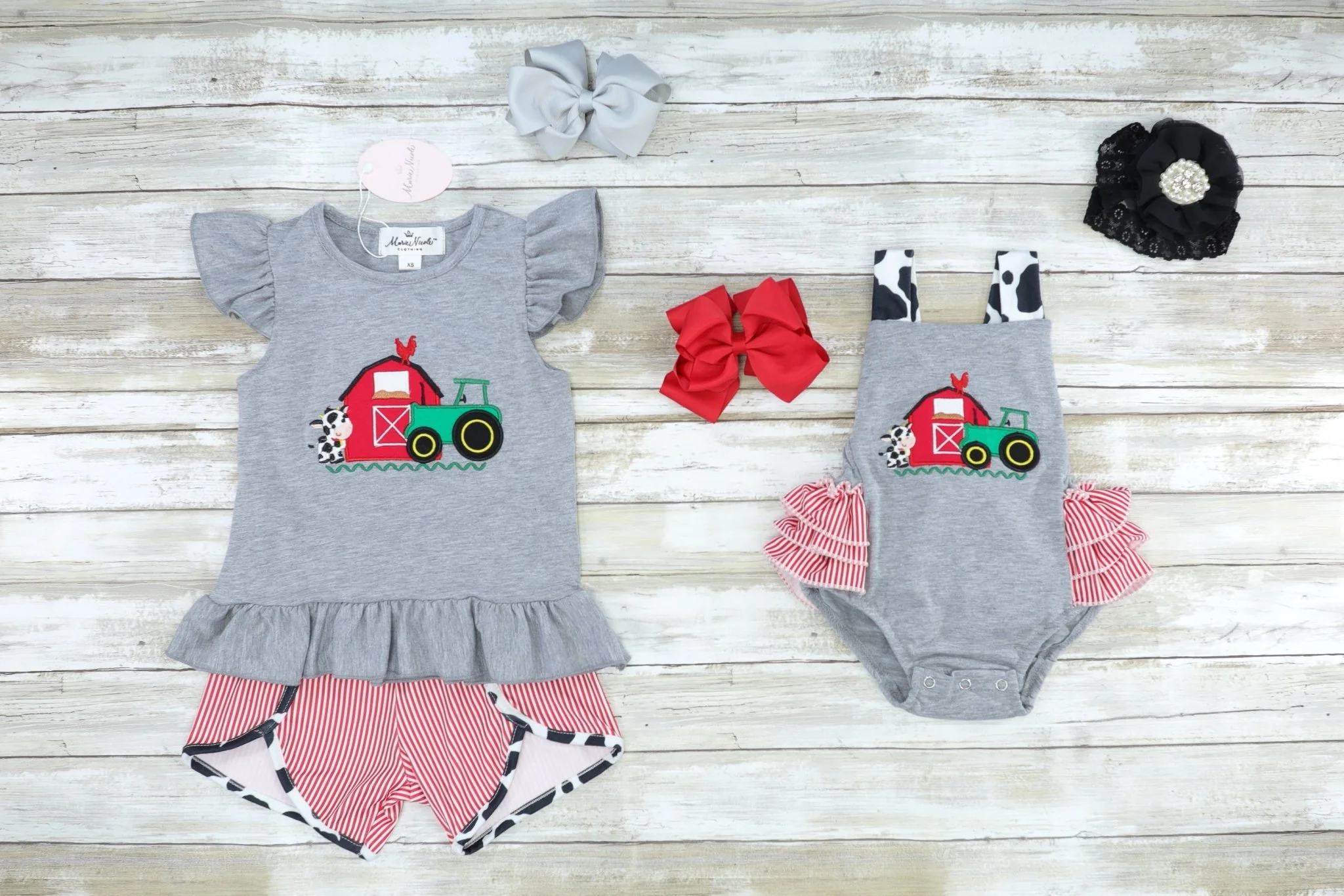 Cow Farmer Ruffle Bubble Romper - Image 3