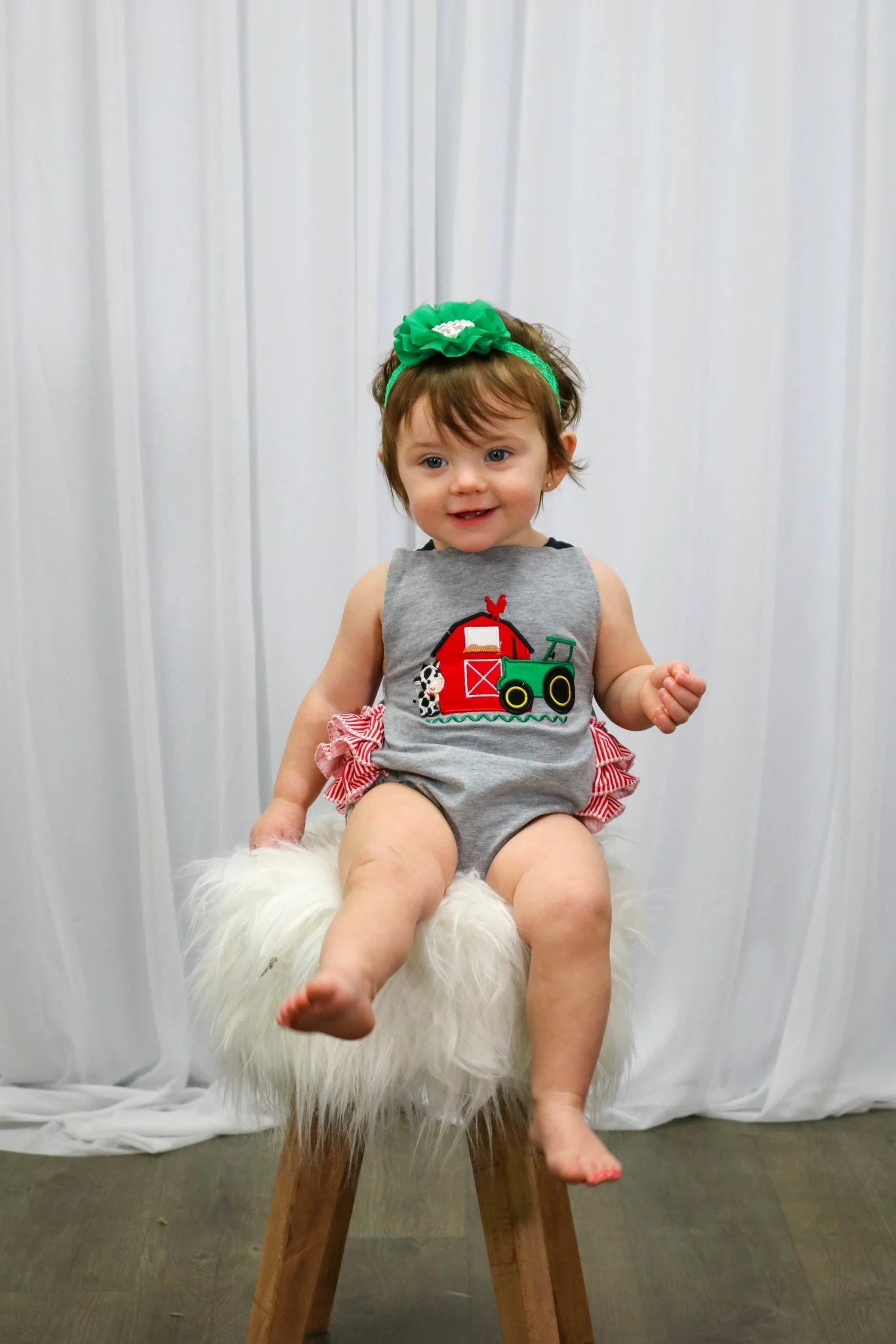 Cow Farmer Ruffle Bubble Romper - Image 5