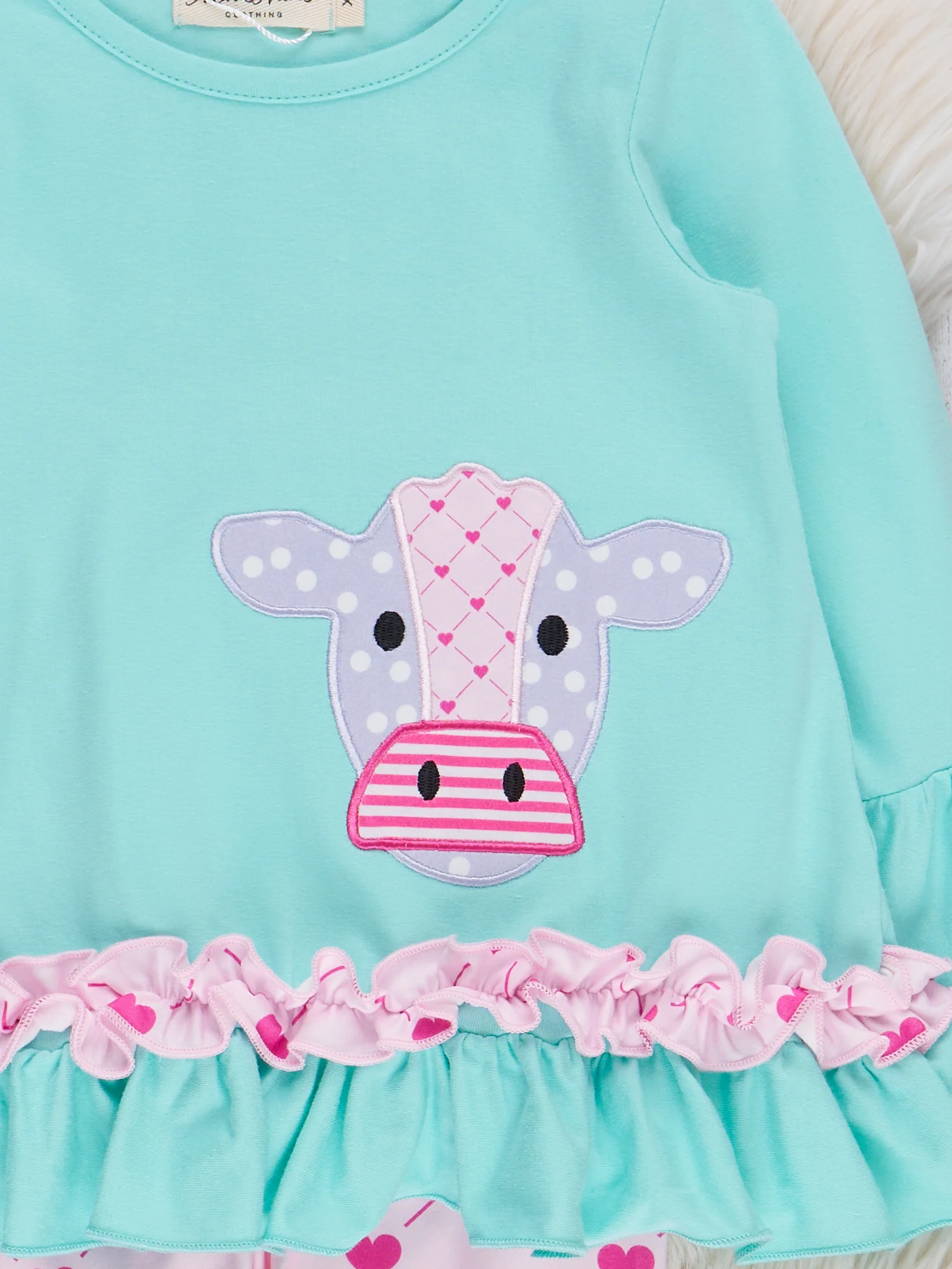 Cow Love Embroidered Ruffle Outfit - Image 3