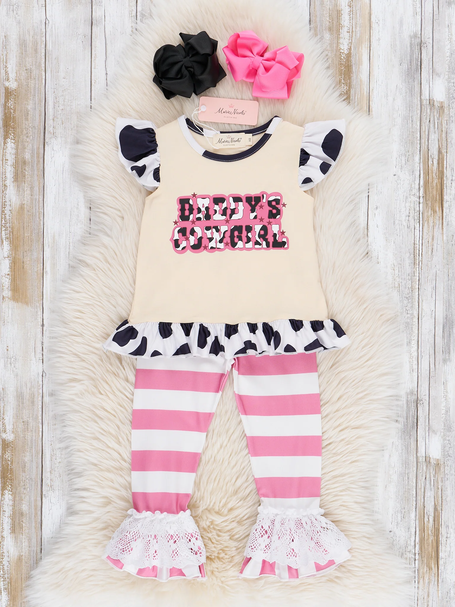 Cow Print Daddy's Girl Ruffle Outfit