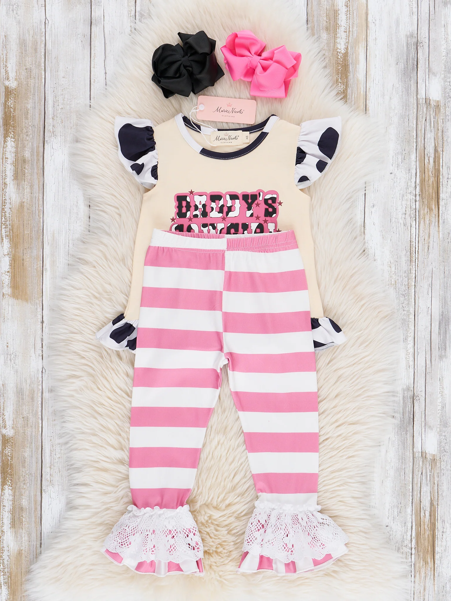 Cow Print Daddy's Girl Ruffle Outfit - Image 2