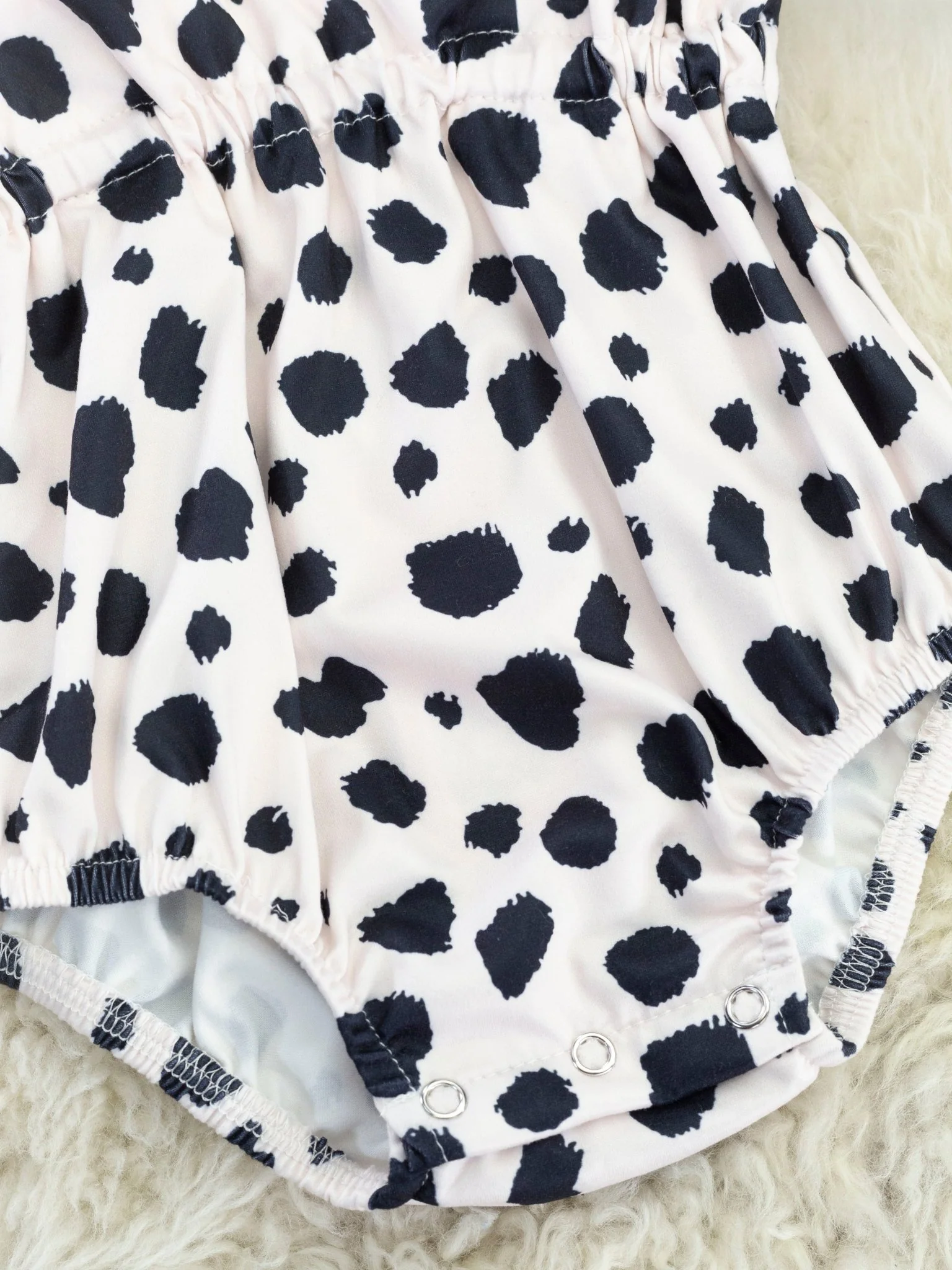 Cow Print Ruffle Bubble Romper - Image 3