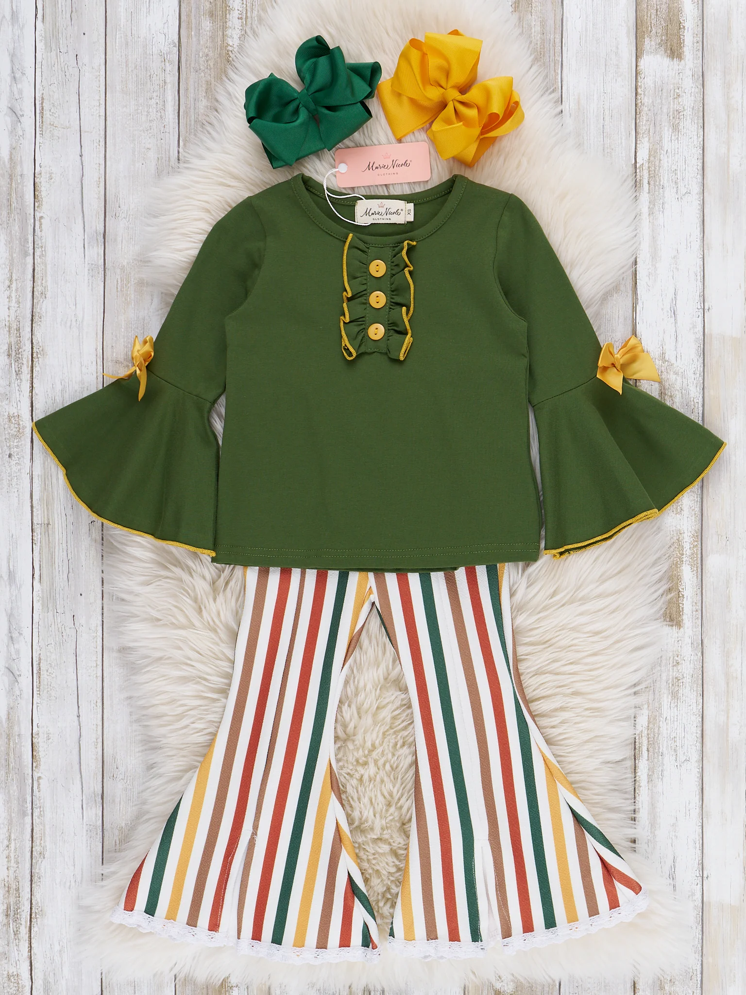 Cozy Harvest Stripe Bell Bottom Outfit - Image 2