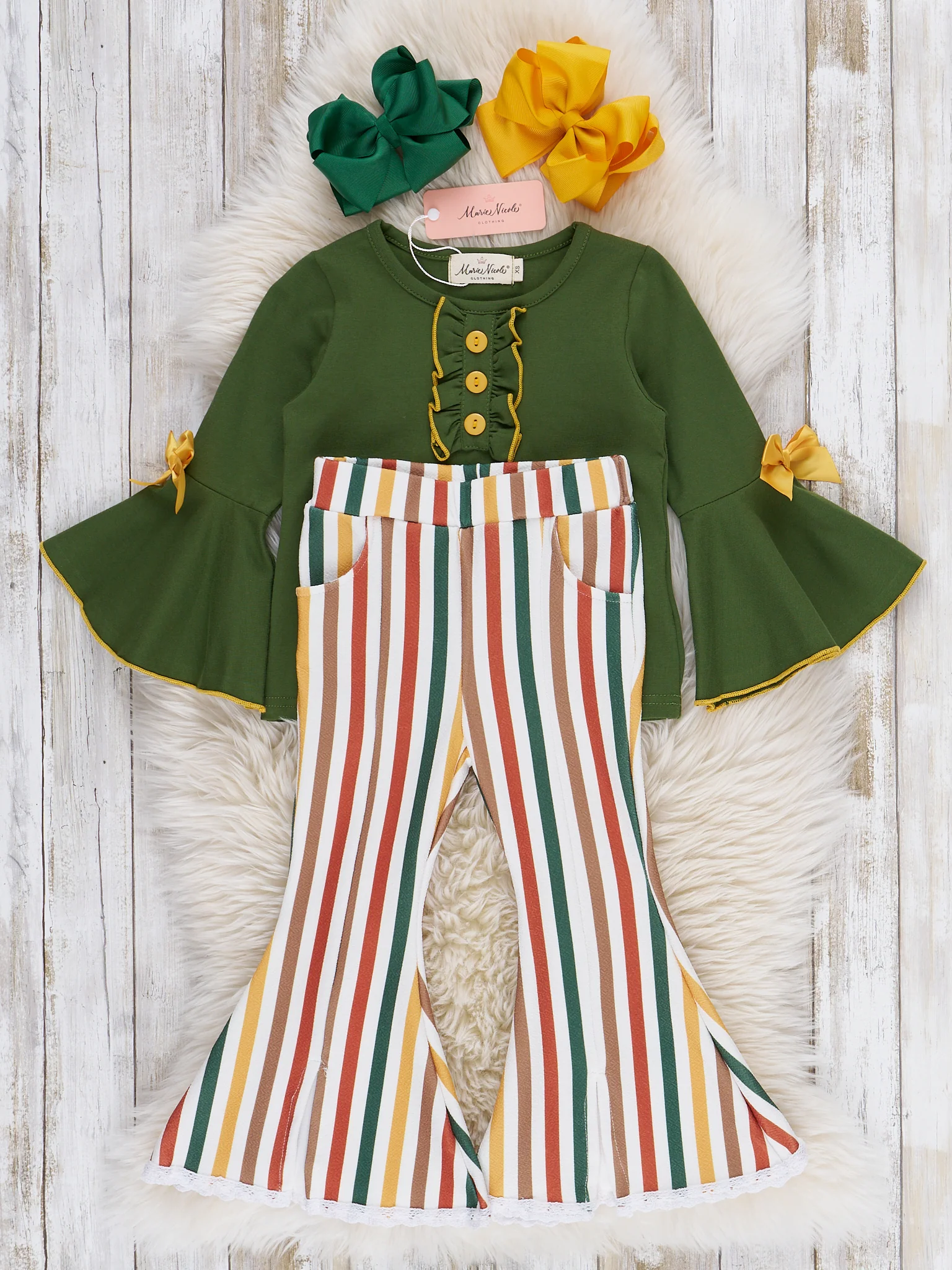 Cozy Harvest Stripe Bell Bottom Outfit - Image 3