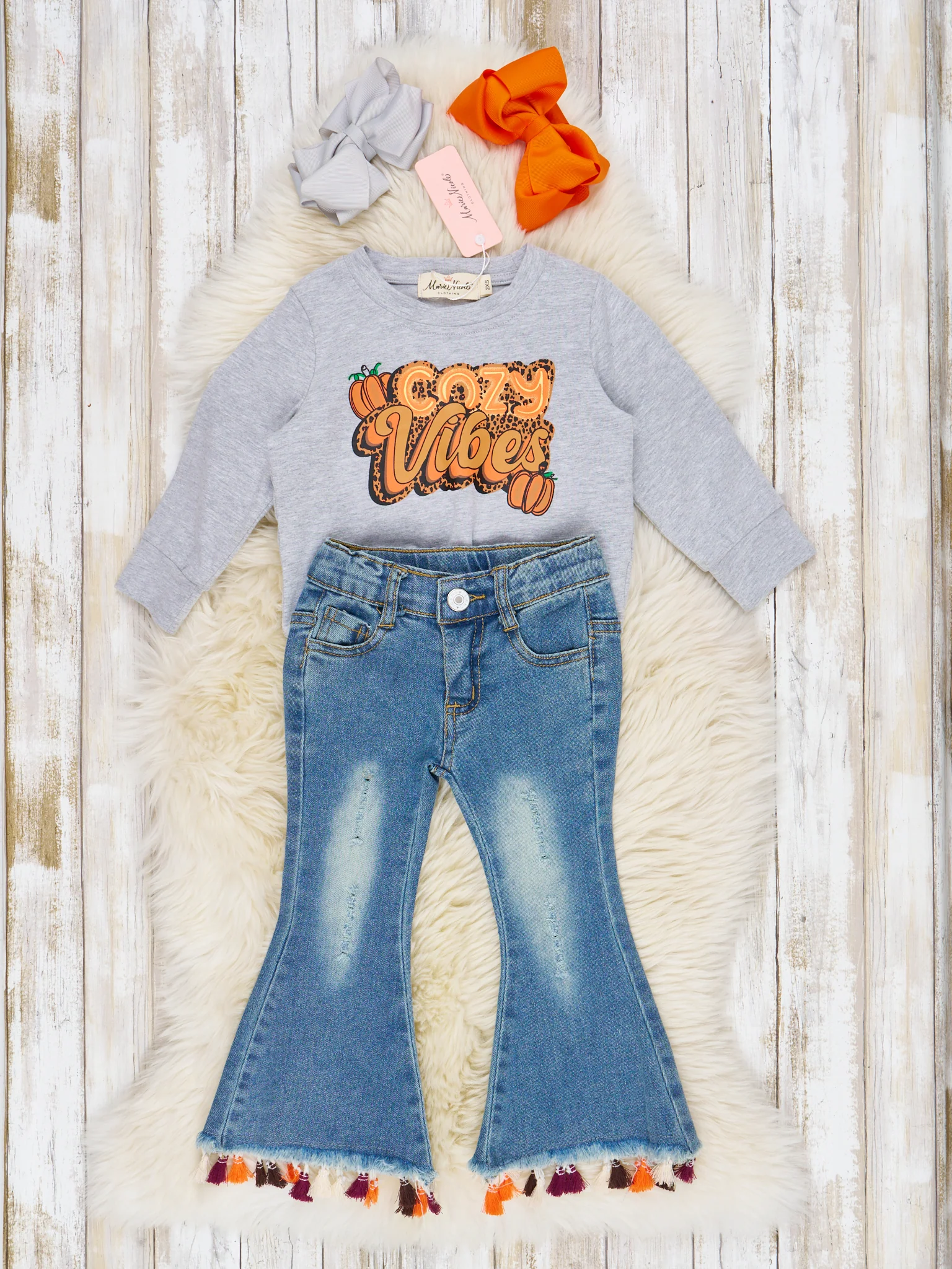 "Cozy Vibes" Tassel Bell Bottom Outfit - Image 2
