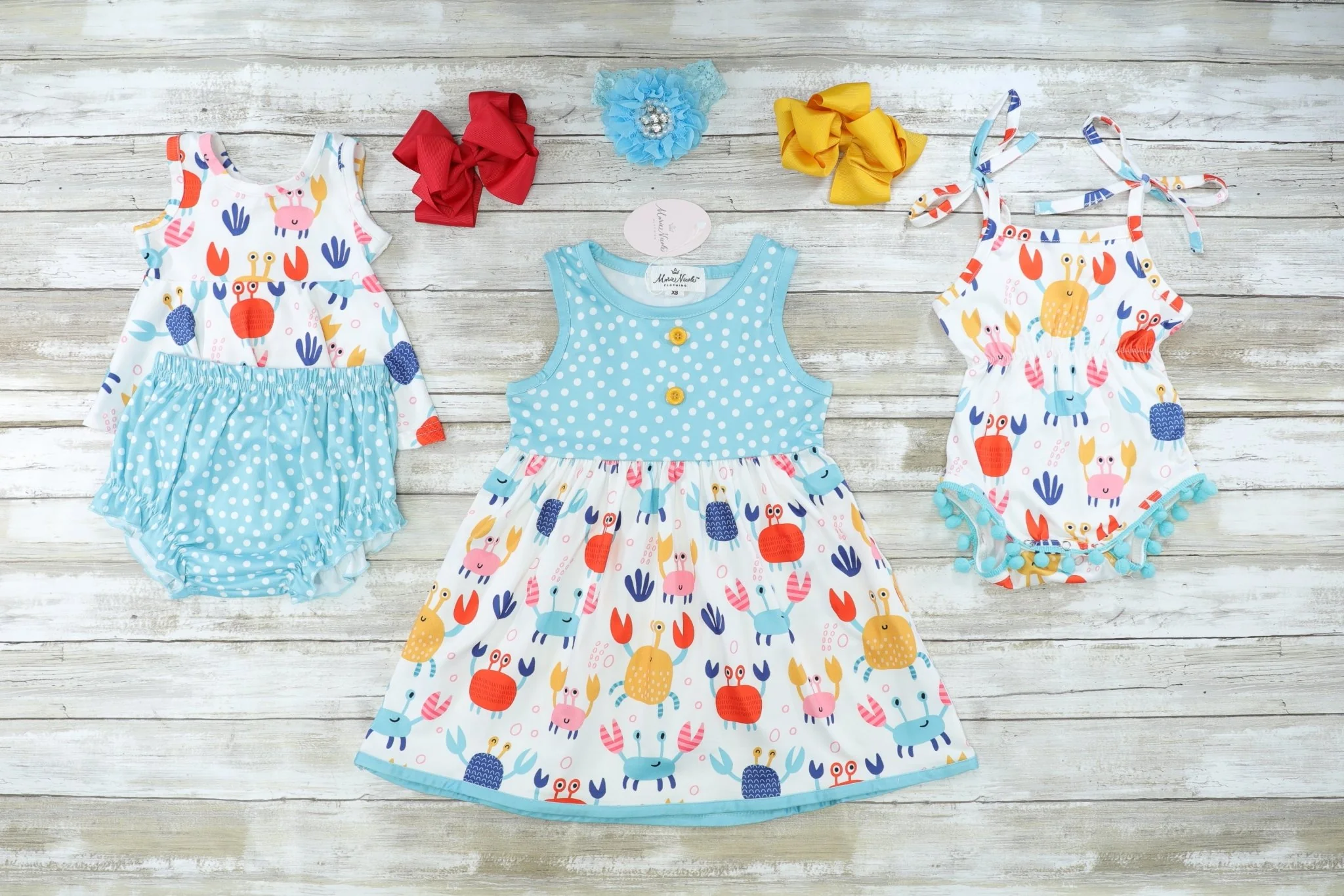 Crabby Tie Pom Pom Romper - Image 2