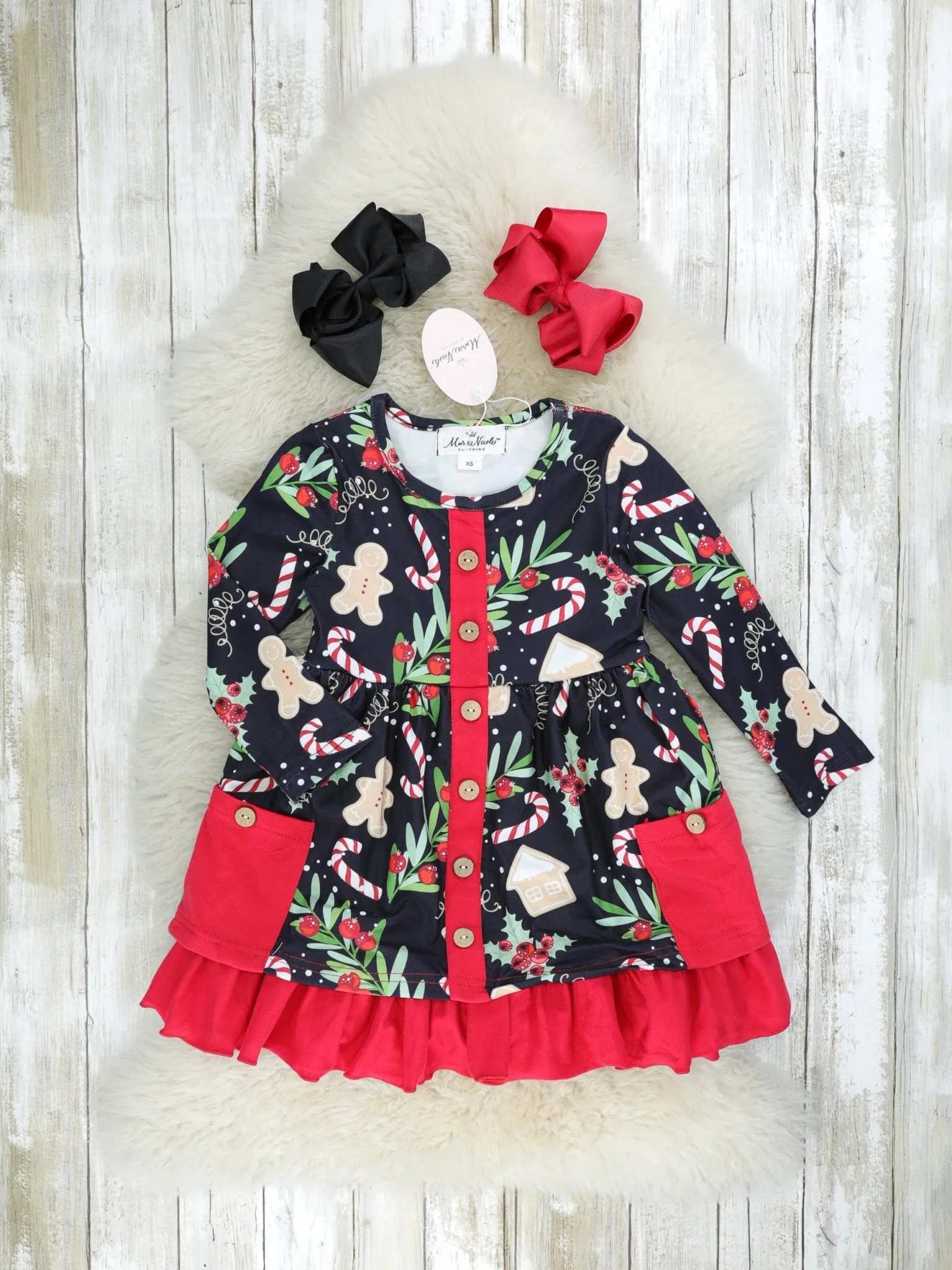 Cranberry Gingerbread Ruffle Pocket Dress