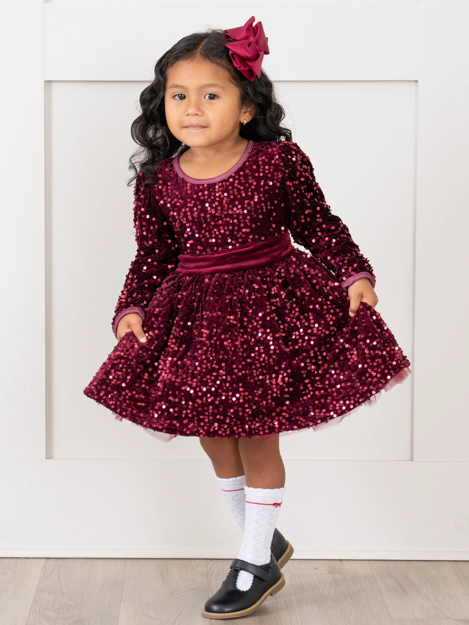 Cranberry Sparkle Sequin Dress - Image 5
