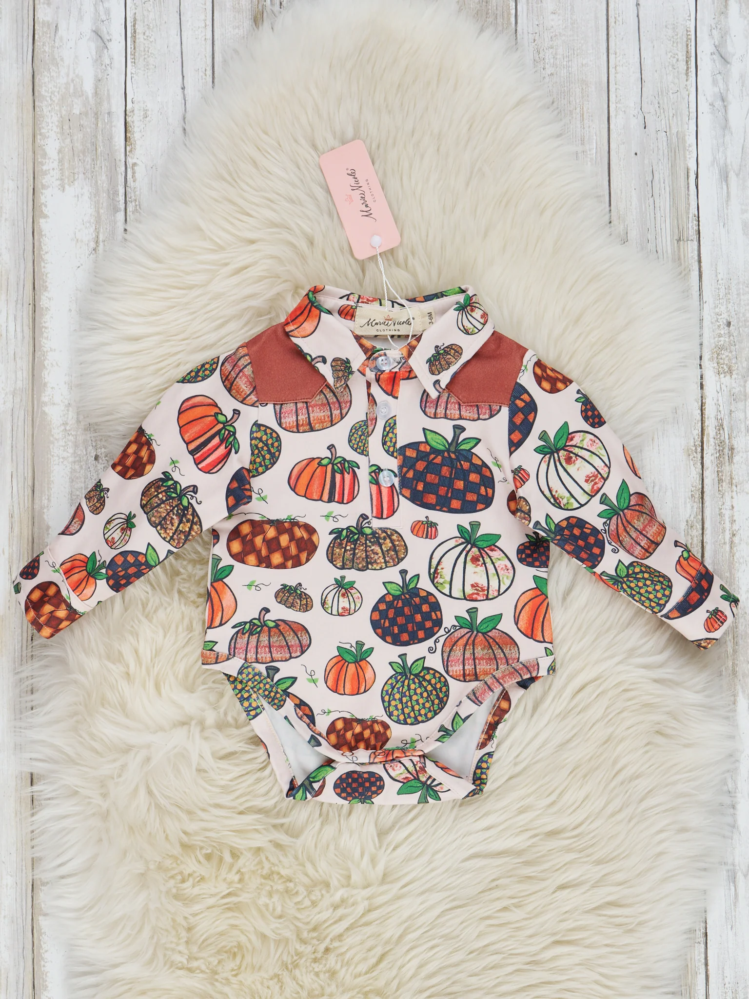 Crazy Gourds & Patches Button Up Romper