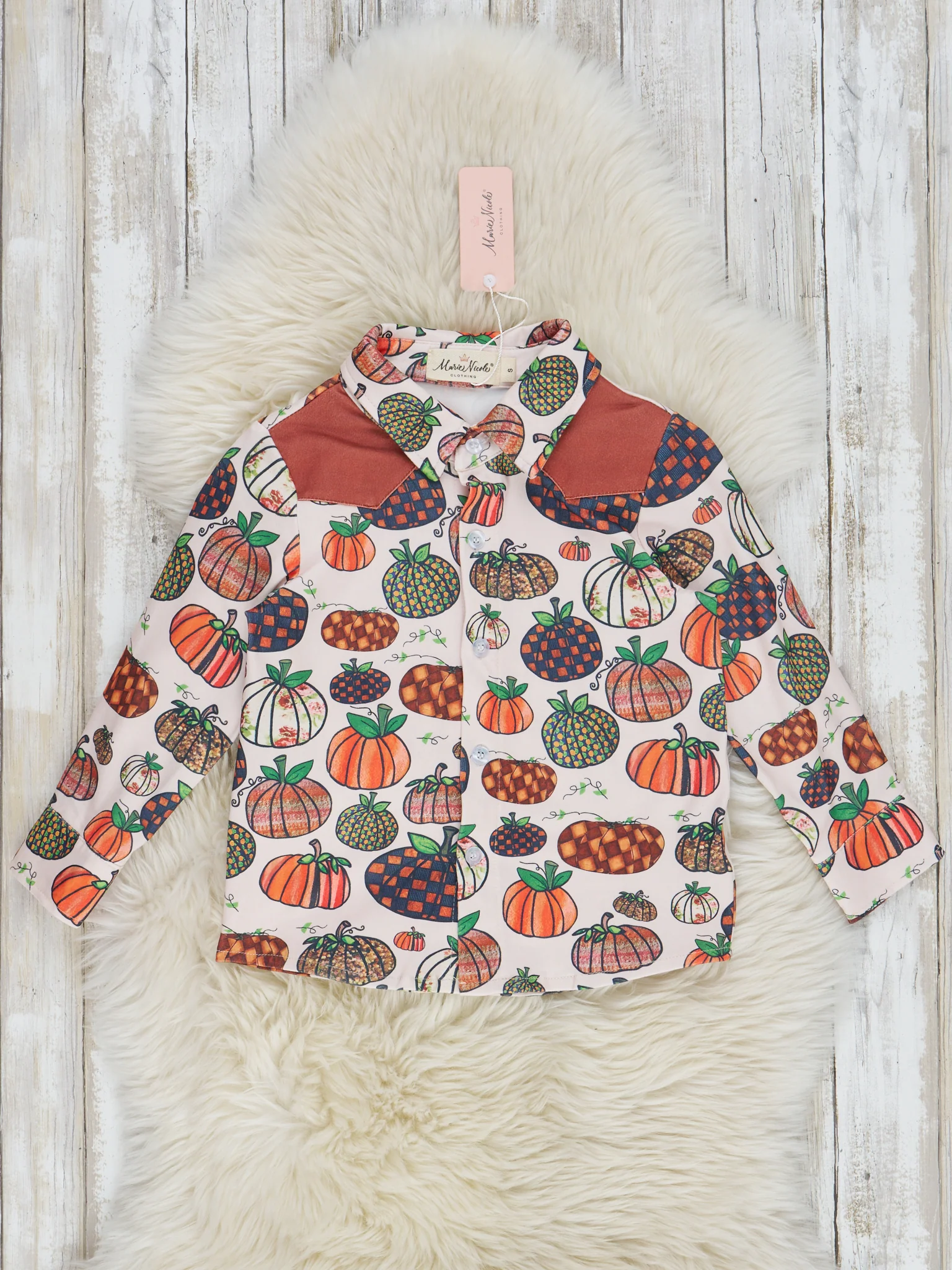 Crazy Gourds & Patches Button Up Shirt