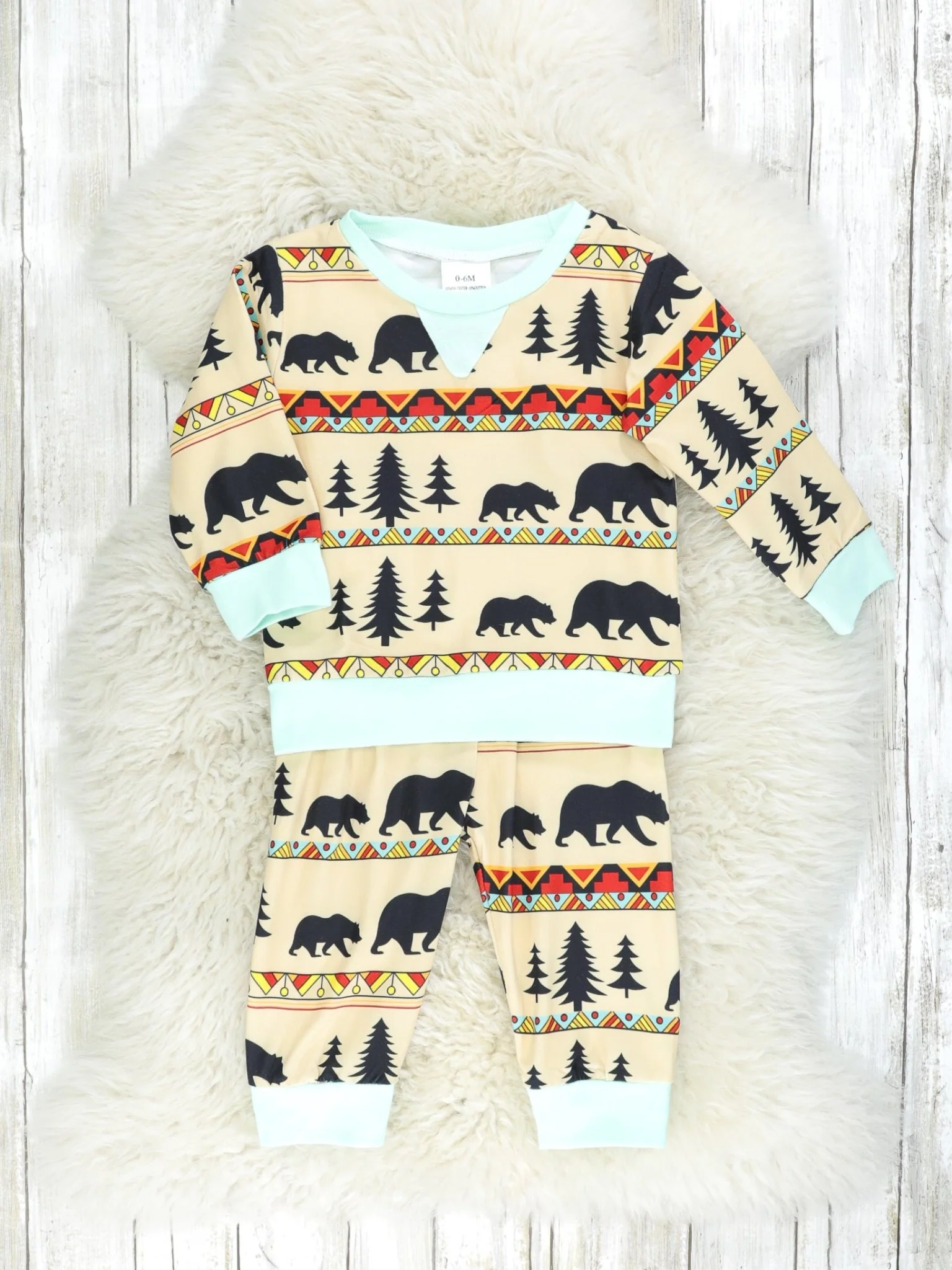 Cream & Mint Bear Outfit