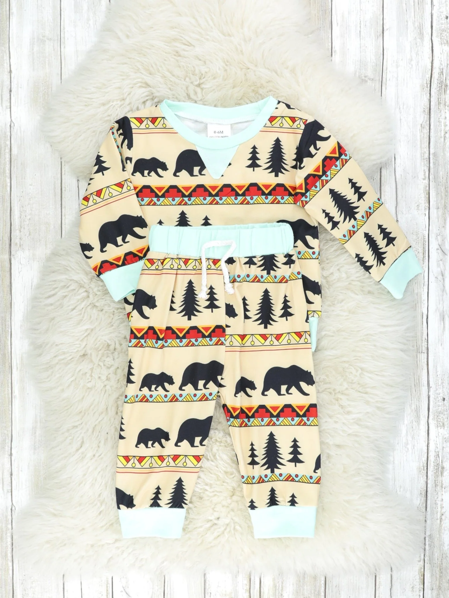 Cream & Mint Bear Outfit - Image 2