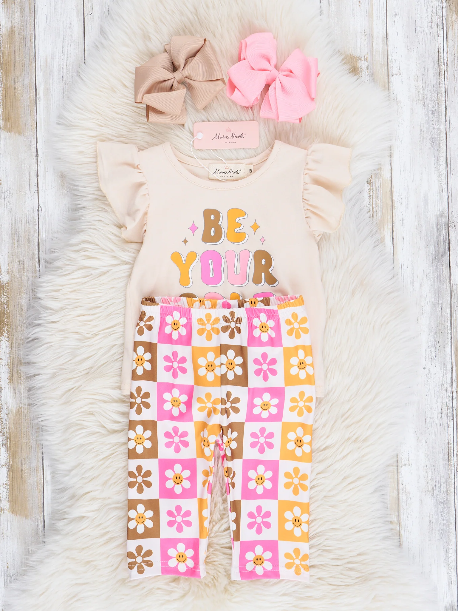 Cream "Be Yourself" Daisy Ruffle Outfit - Image 2
