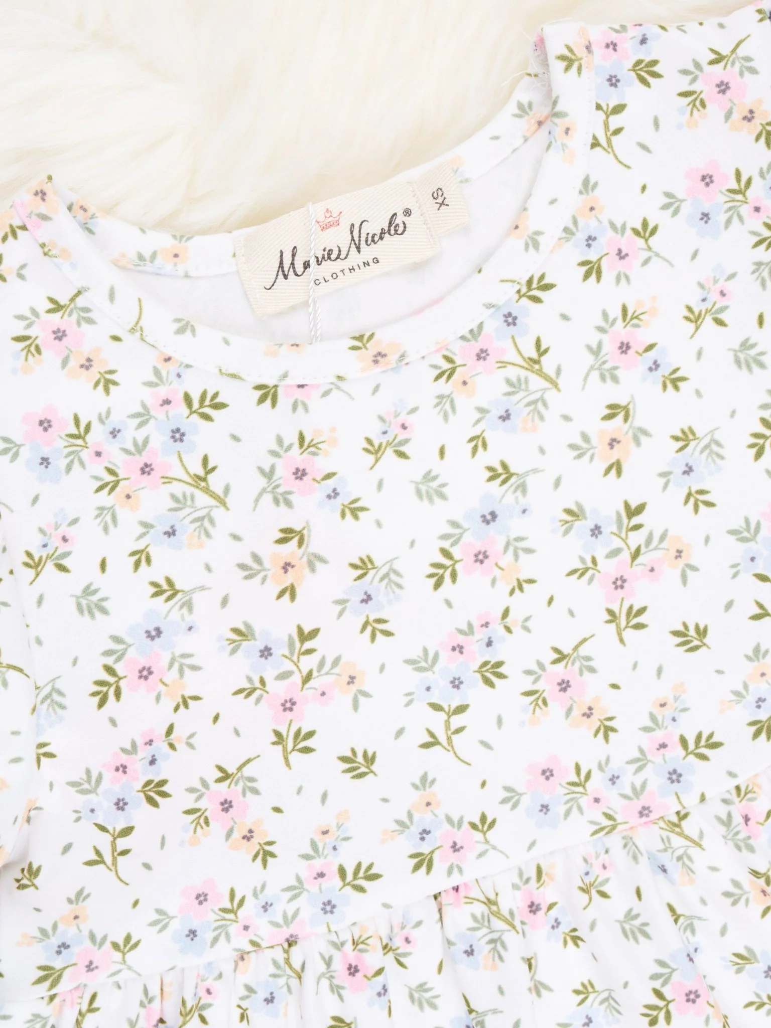 Cream Ditsy Floral Ruffle Dress - Image 2