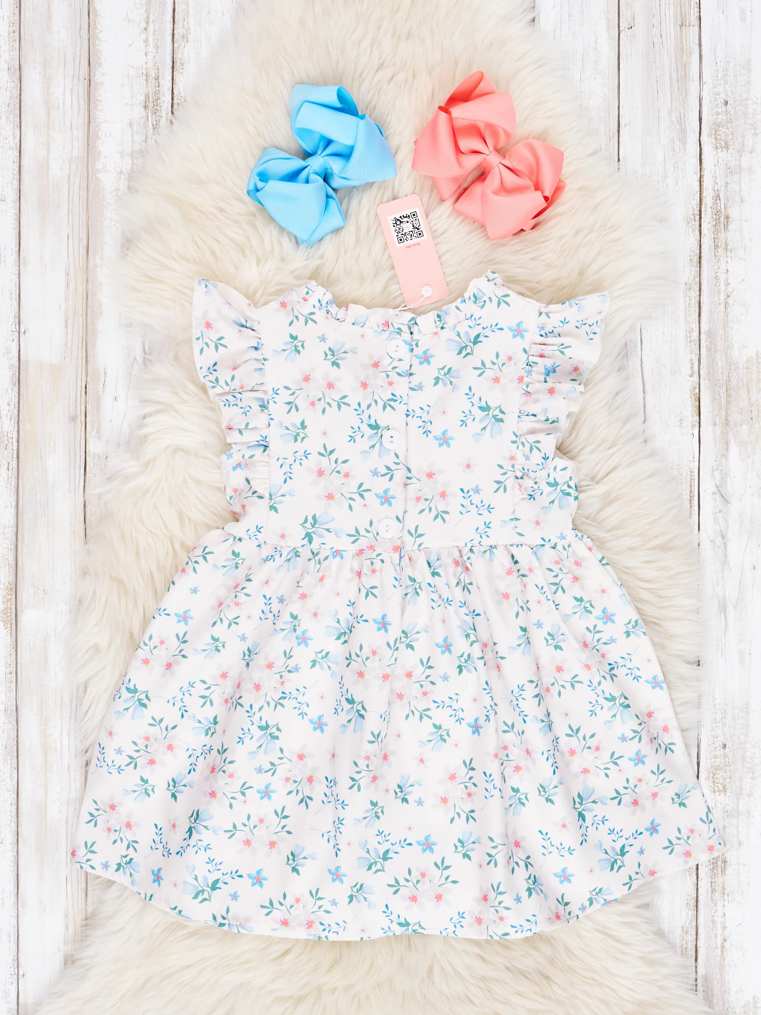Cream Floral Ruffle Lace Dress - Image 2