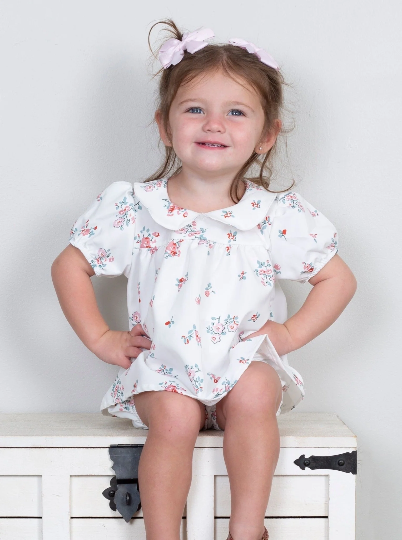 White Floral Vintage Top & Bloomers Outfit