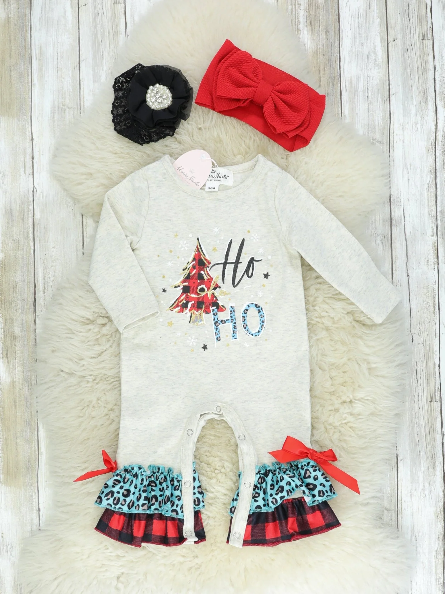 Cream Ho Ho Ho Ruffle Romper