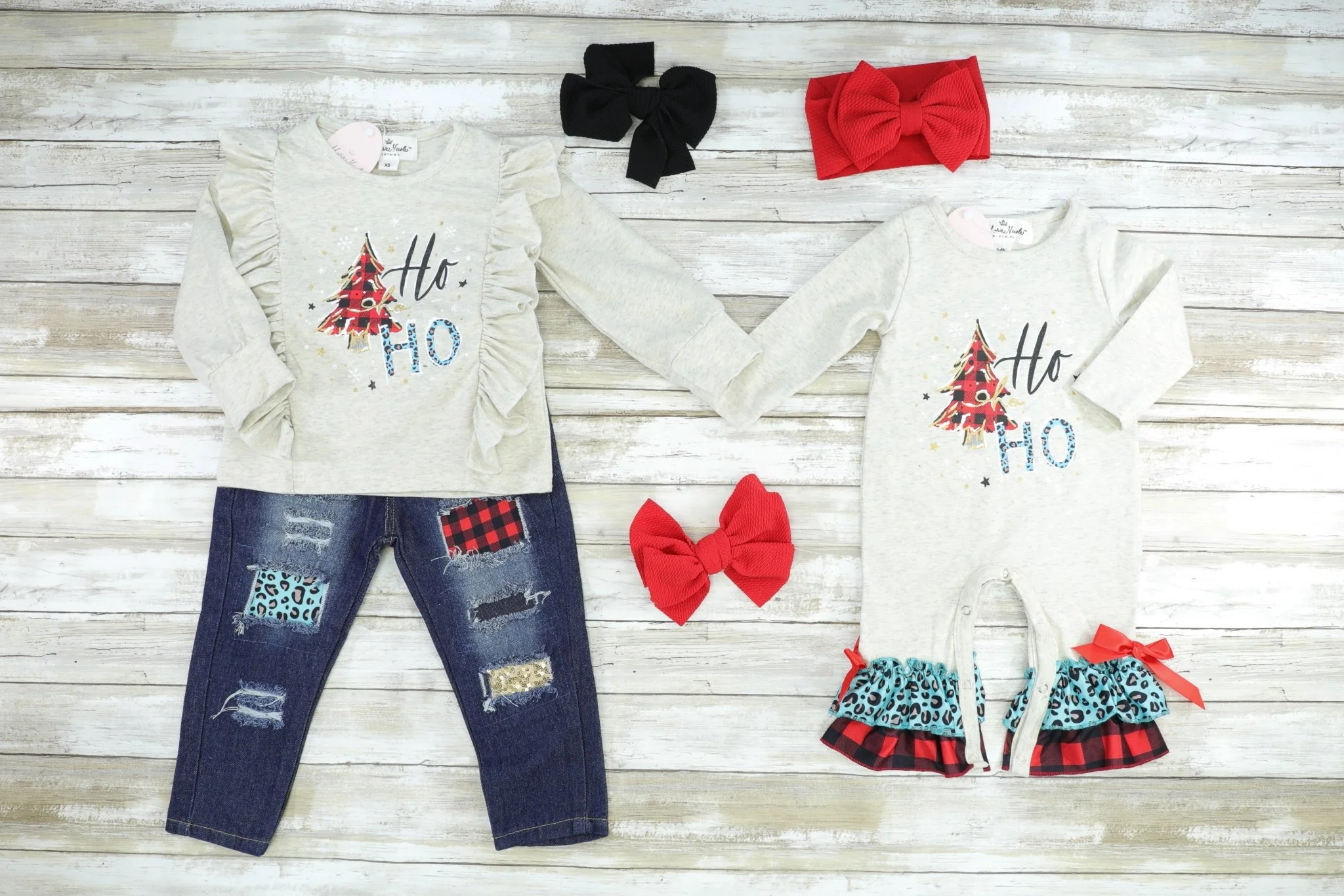 Cream Ho Ho Ho Ruffle Romper - Image 2