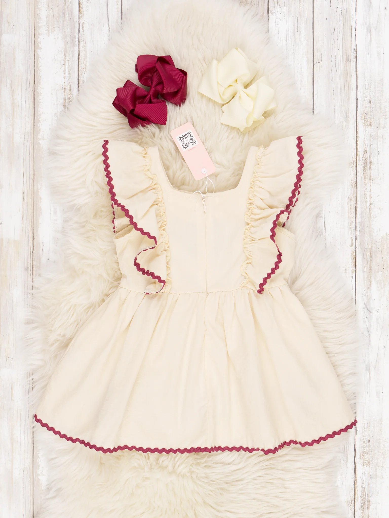 Cream Rose Ruffle Dress - Image 2