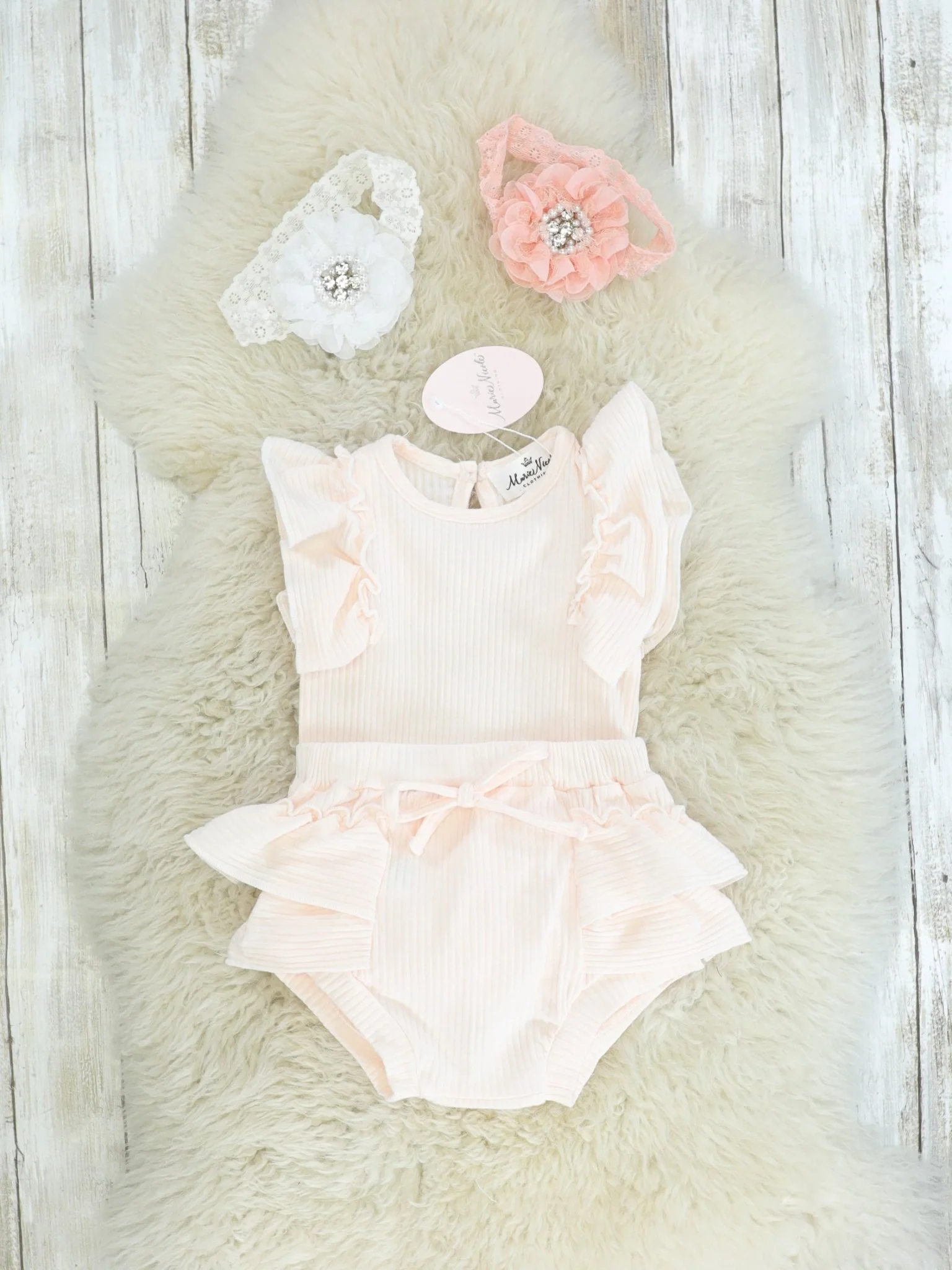 Cream Ruffle Top & Bloomer Set