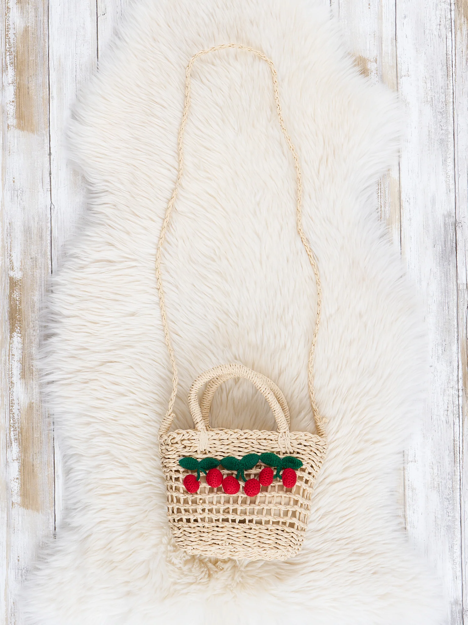 Cream Woven Cherry Purse - Image 2