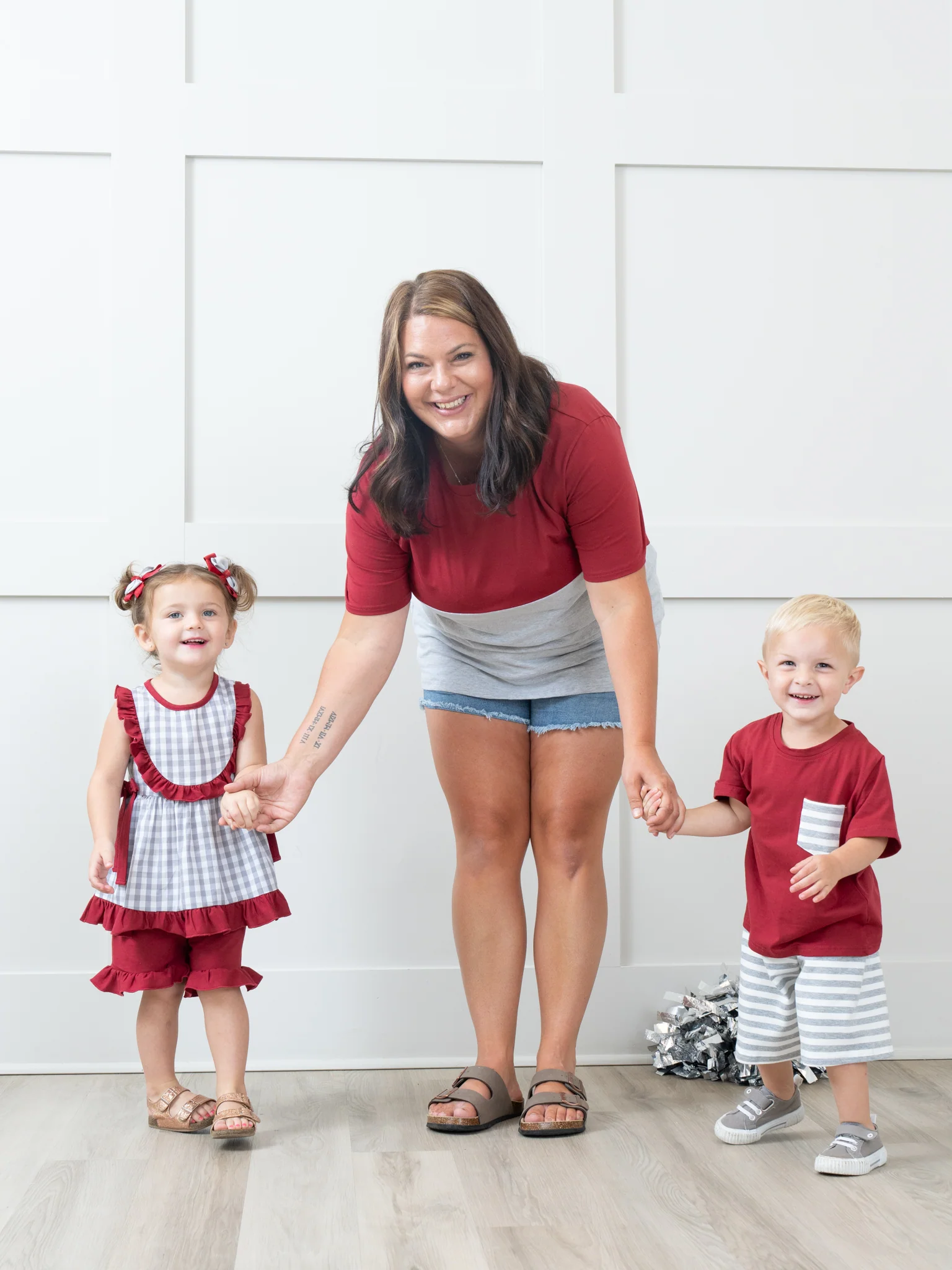 Crimson & Grey Striped Outfit - Image 3