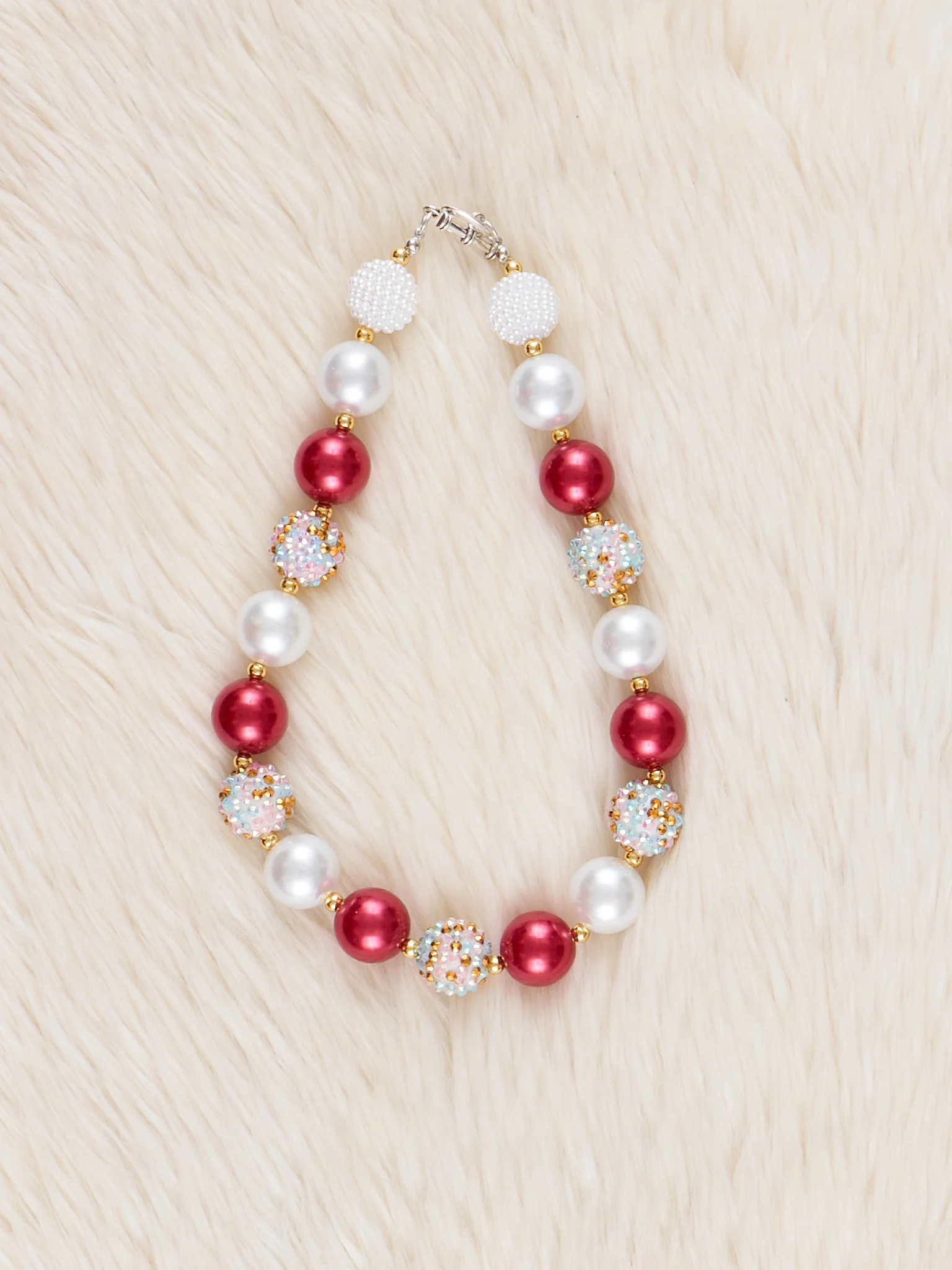 Crimson & Pearl Sparkle Bubblegum Necklace