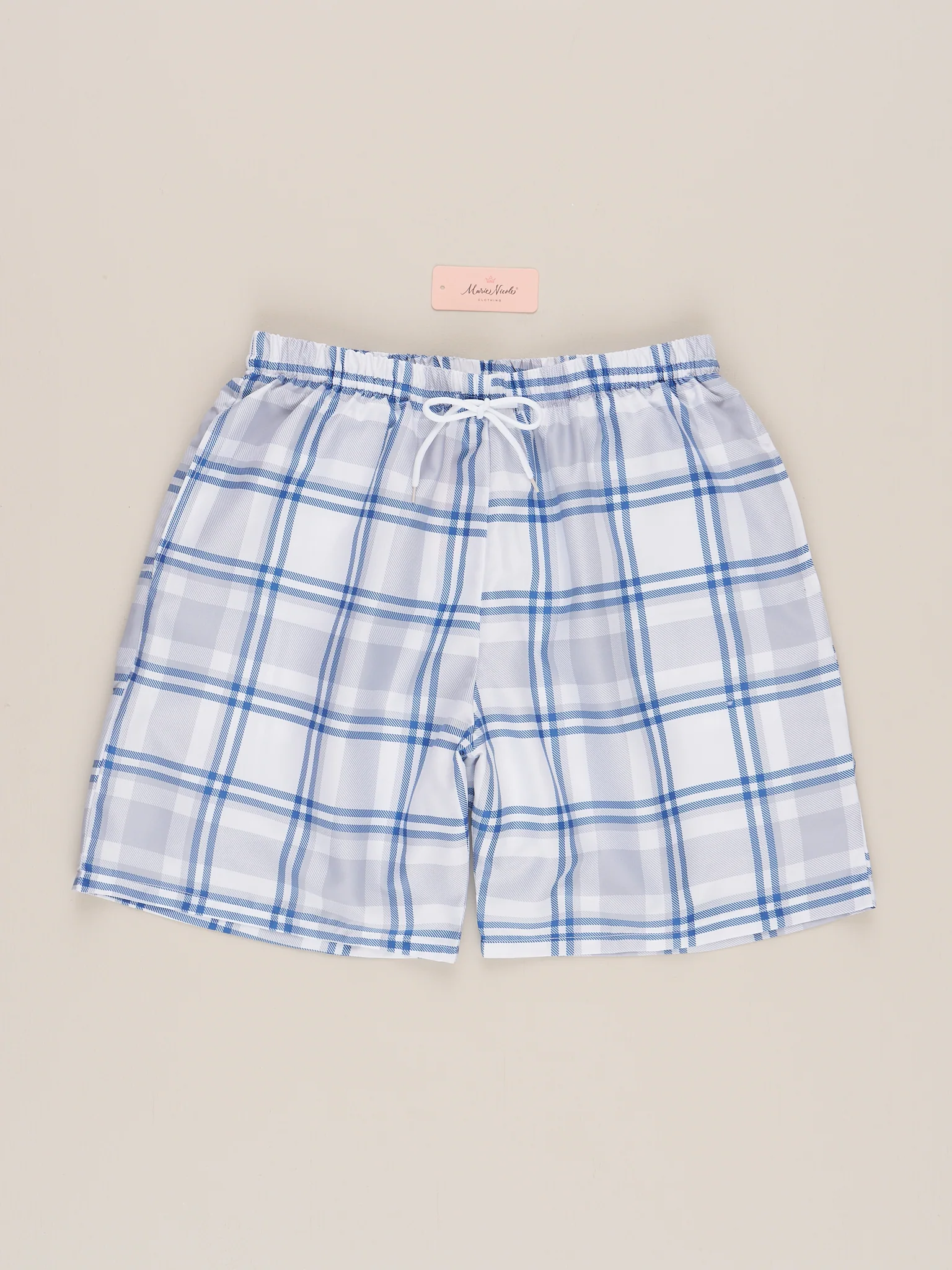 Dad & Me Plaid Swim Trunks Blue - Image 2