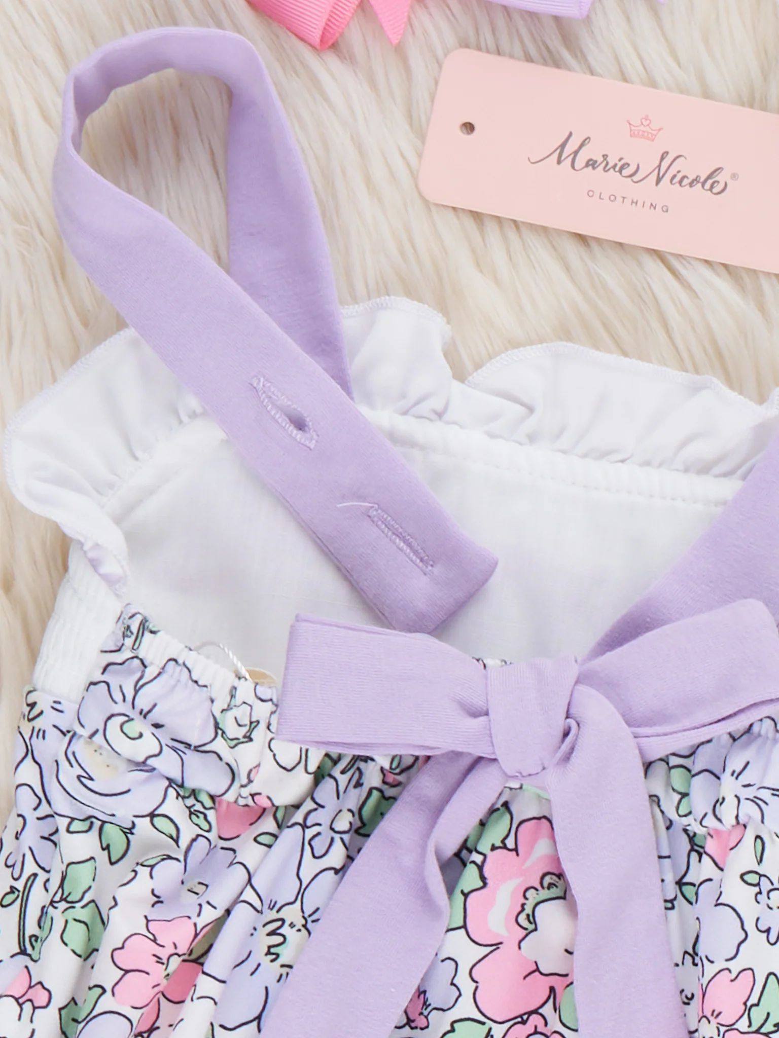 DADDY'S GIRL Petal Hem Smocked Ruffle Bubble Romper - Image 5