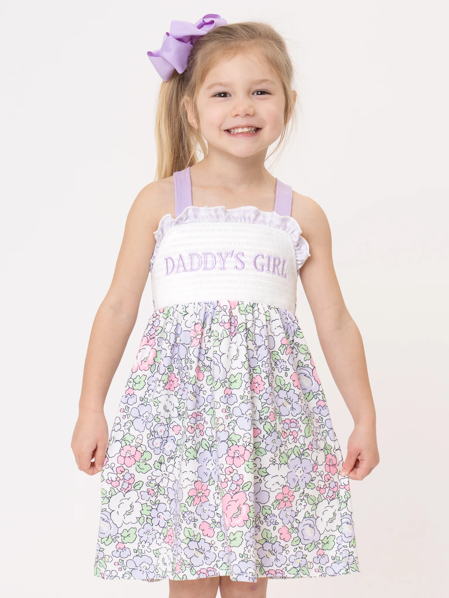 DADDY'S GIRL Petal Hem Smocked Ruffle Dress