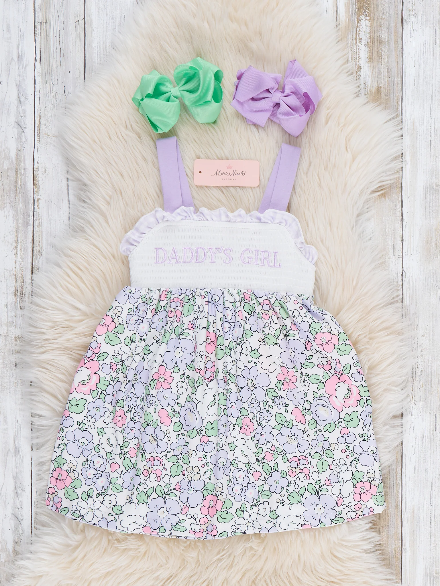 DADDY'S GIRL Petal Hem Smocked Ruffle Dress - Image 2