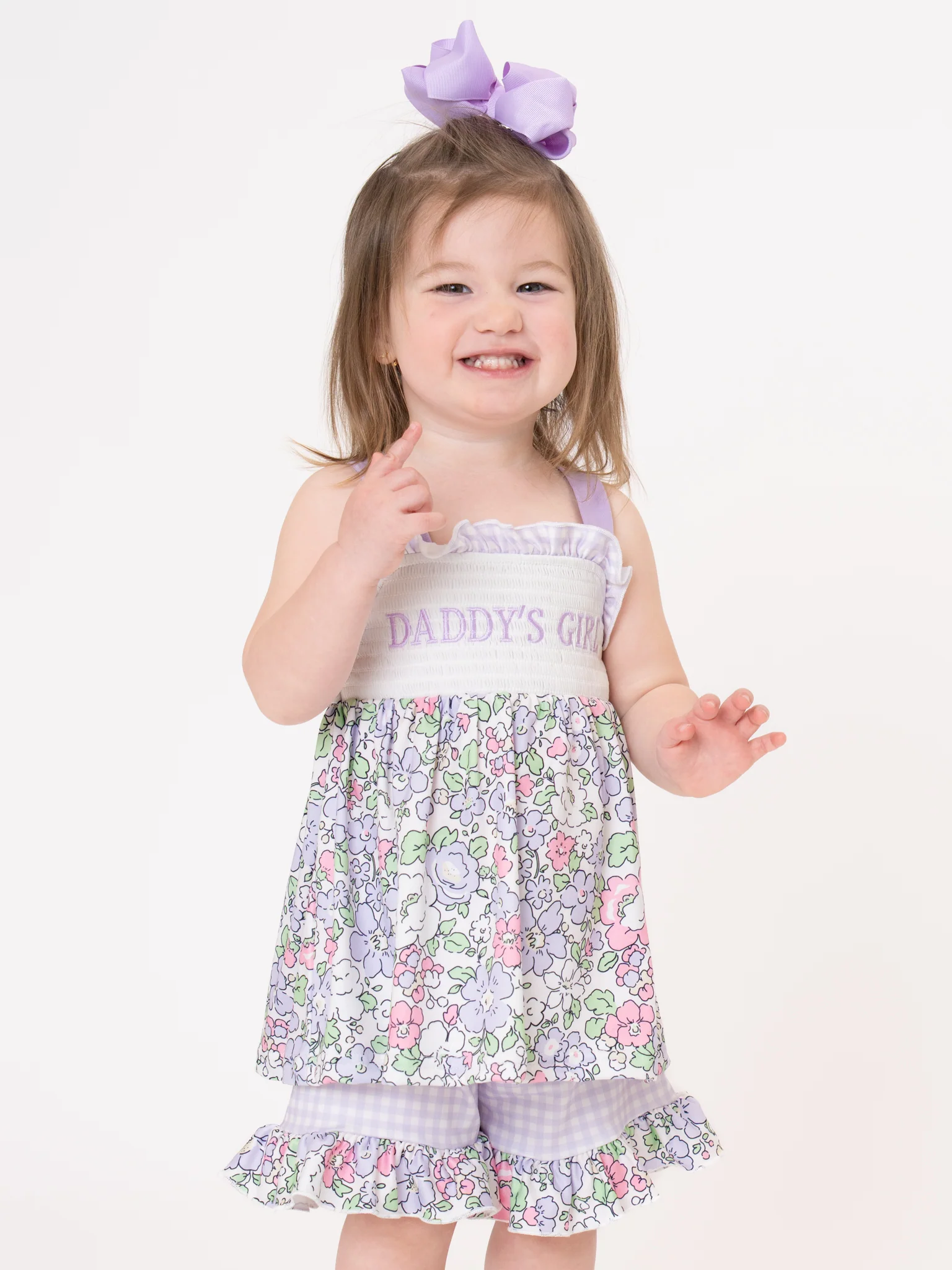 DADDY'S GIRL Petal Hem Smocked Ruffle Outfit