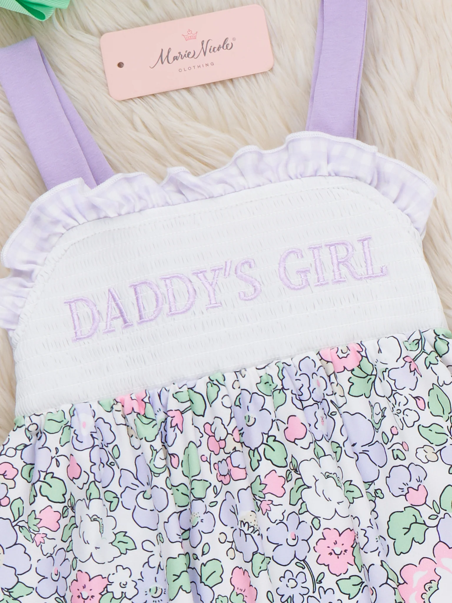 DADDY'S GIRL Petal Hem Smocked Ruffle Outfit - Image 3
