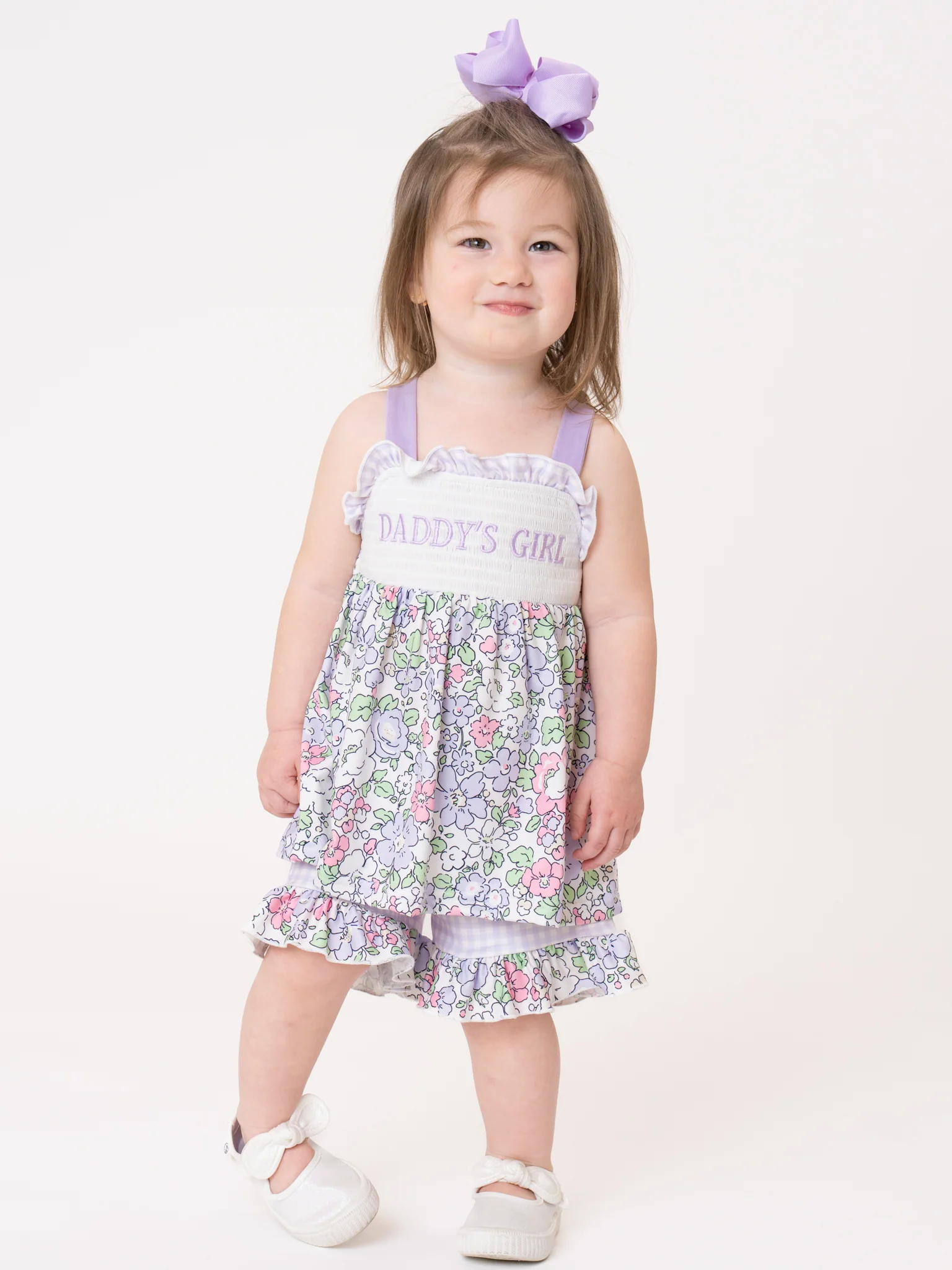 DADDY'S GIRL Petal Hem Smocked Ruffle Outfit - Image 8