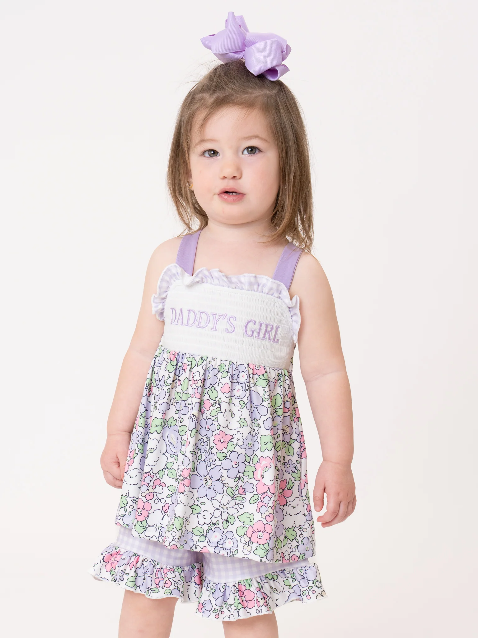 DADDY'S GIRL Petal Hem Smocked Ruffle Outfit - Image 9