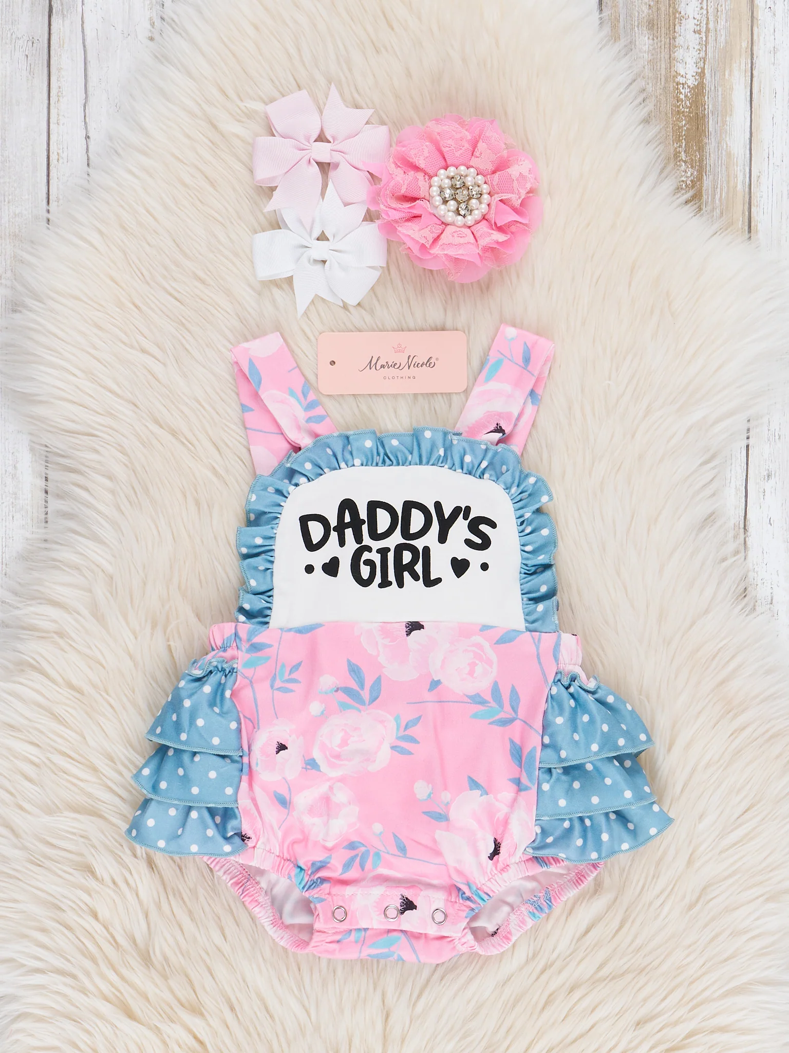 Daddy's Girl Rose Garden Ruffle Bubble Romper