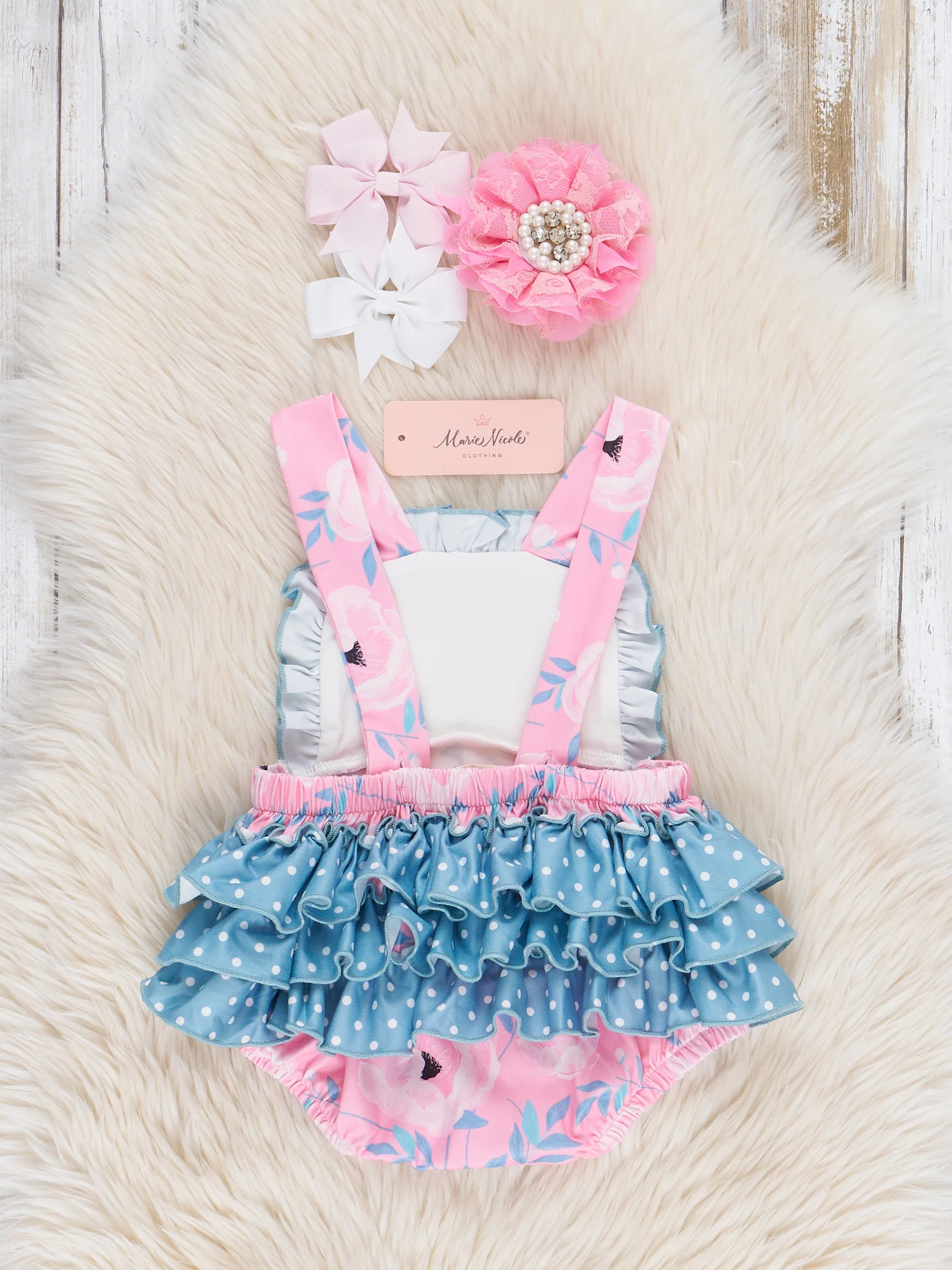 Daddy's Girl Rose Garden Ruffle Bubble Romper - Image 2