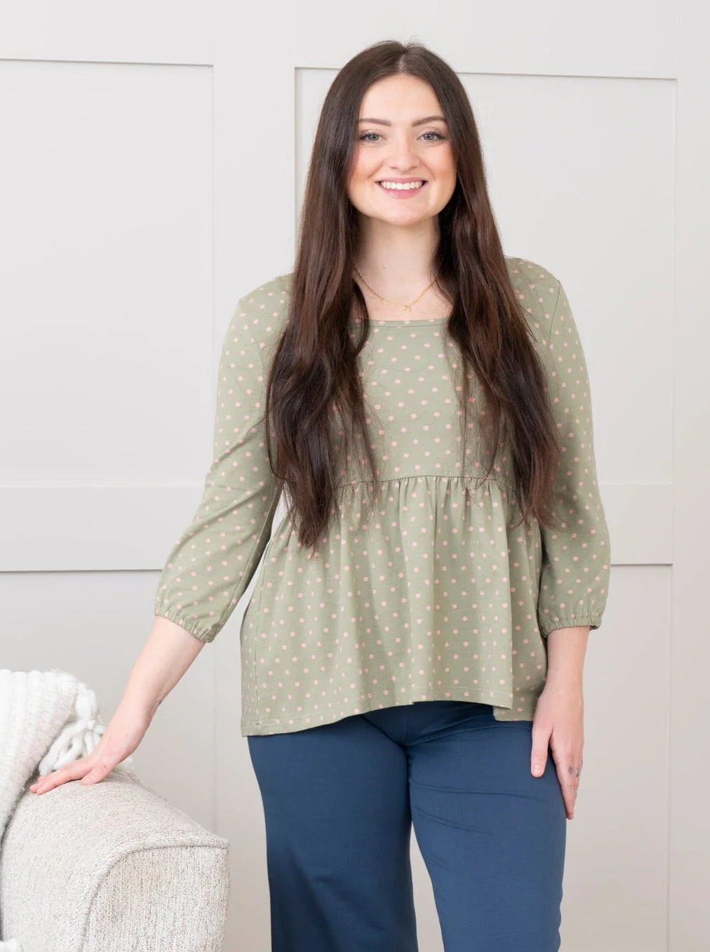 Bloomberry Fields Mom Olive Green Peplum Top - Image 2