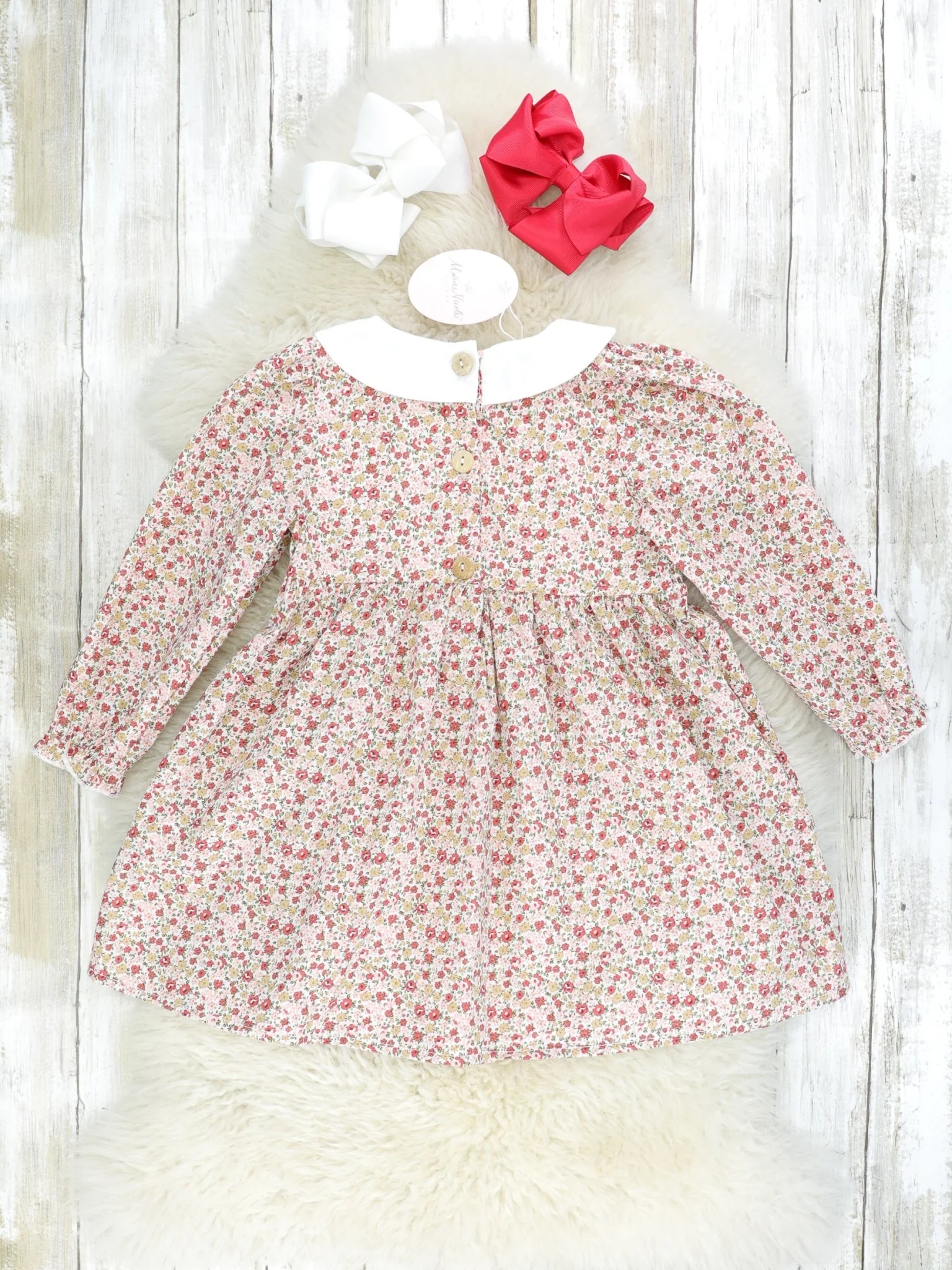 Dainty Neutral Floral Vintage Dress - Image 2