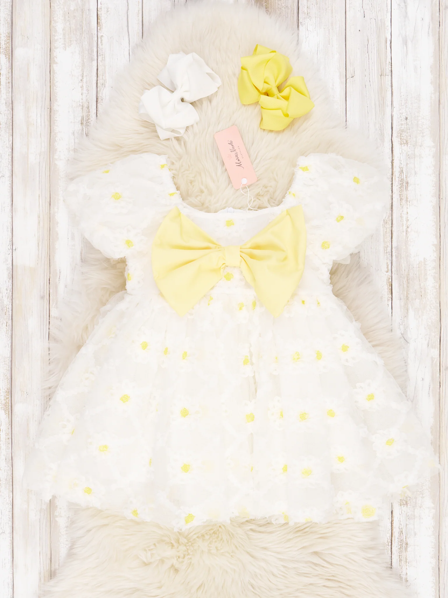 Daisy Bow Puff Sleeve Dress