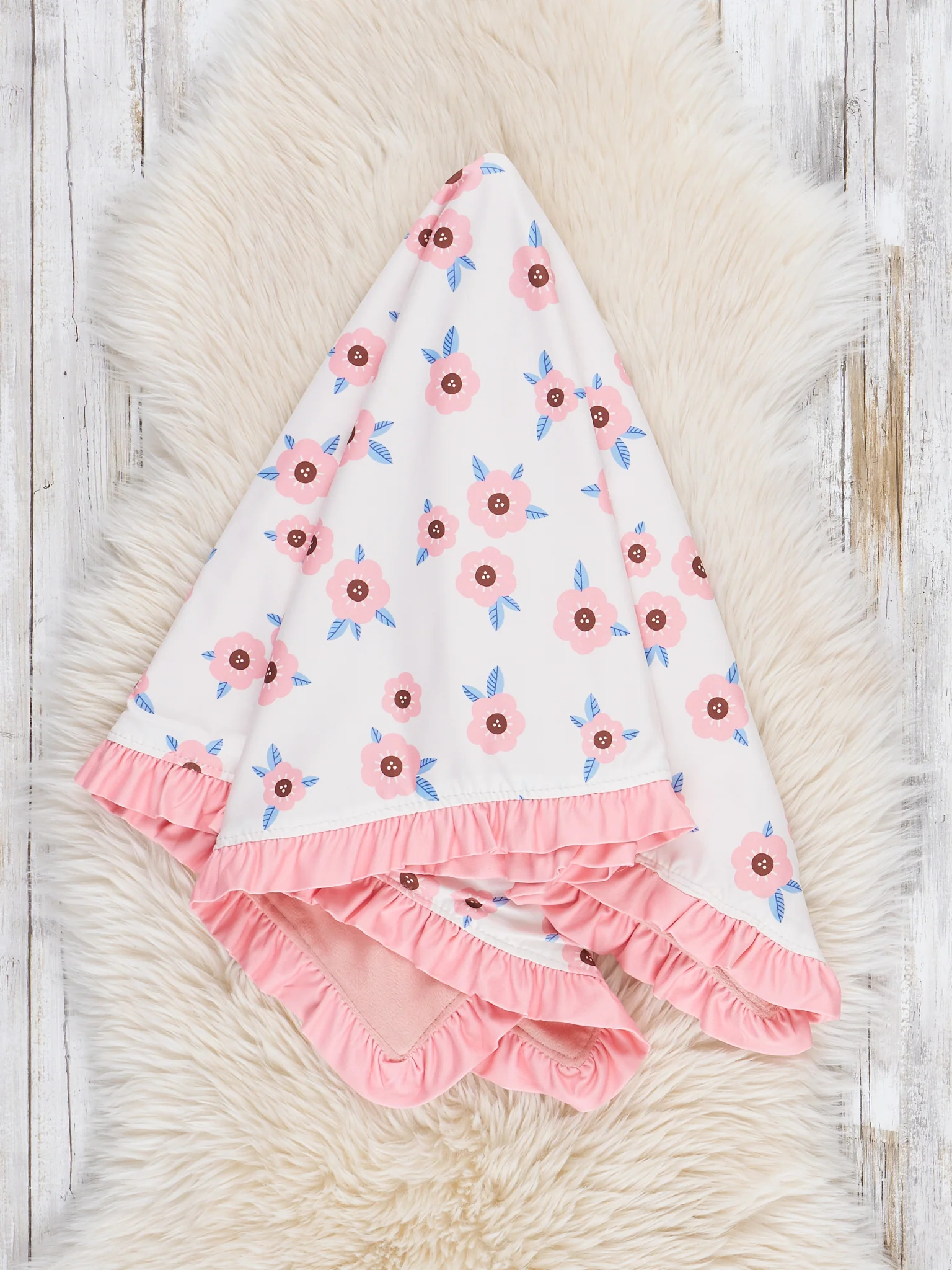 Daisy Doodle Minky Ruffle Blanket