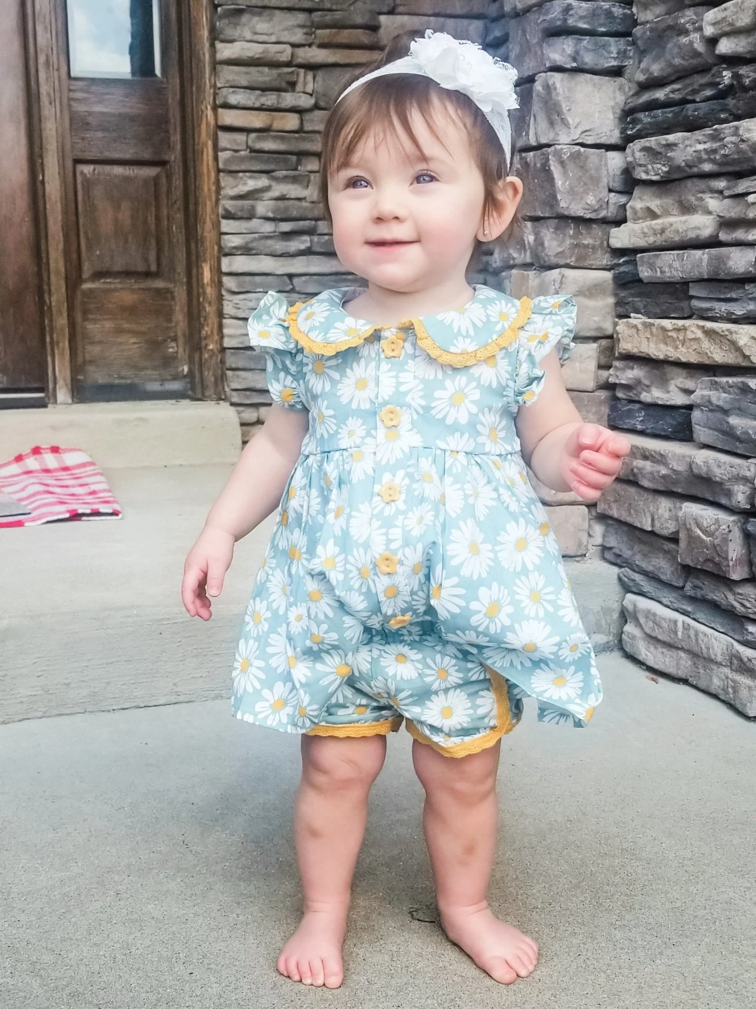 Spring Daisy Peplum Top & Ruffle Shorties Outfit - Image 4