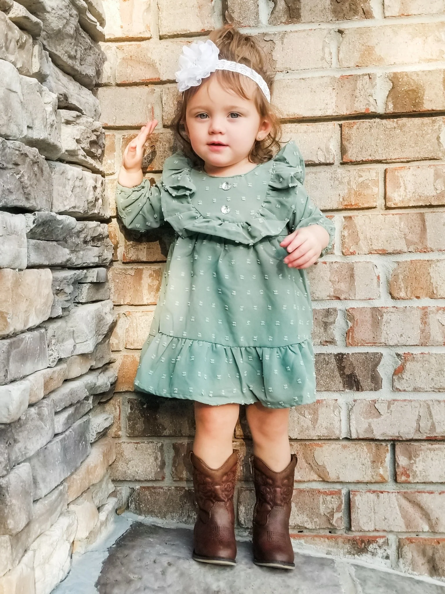 Sage Swiss Dot Dress - Image 2